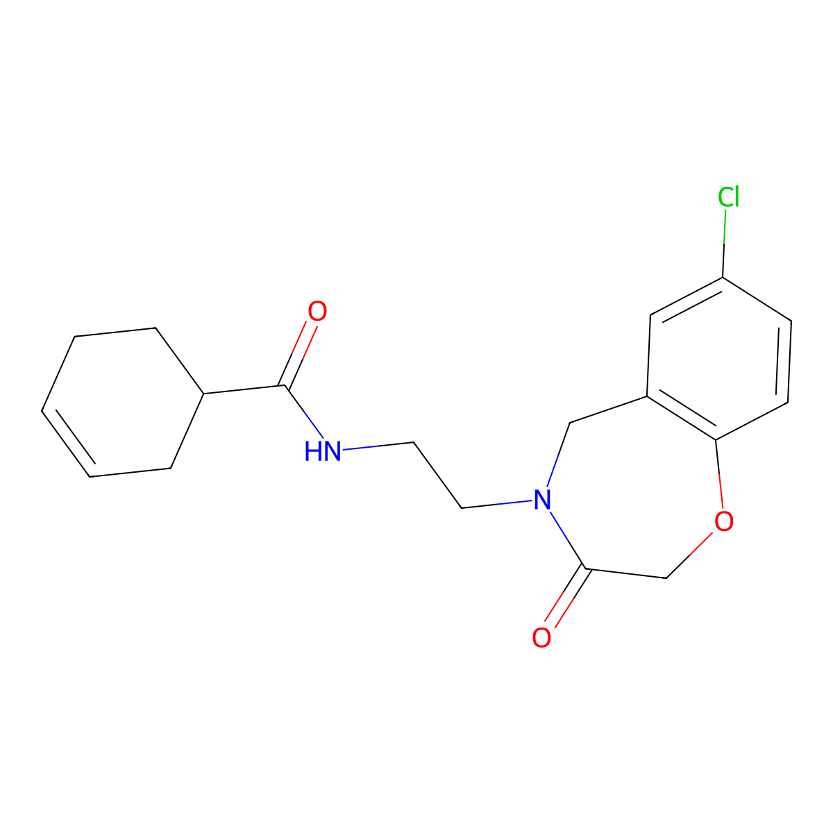 N-(2-(7-chloro-3-oxo-2,3-dihydrobenzo[f][1,4]oxazepin-4(5H)-yl)ethyl)cyclohex-3-enecarboxamide molecular structure, CAS 2034552-00-4