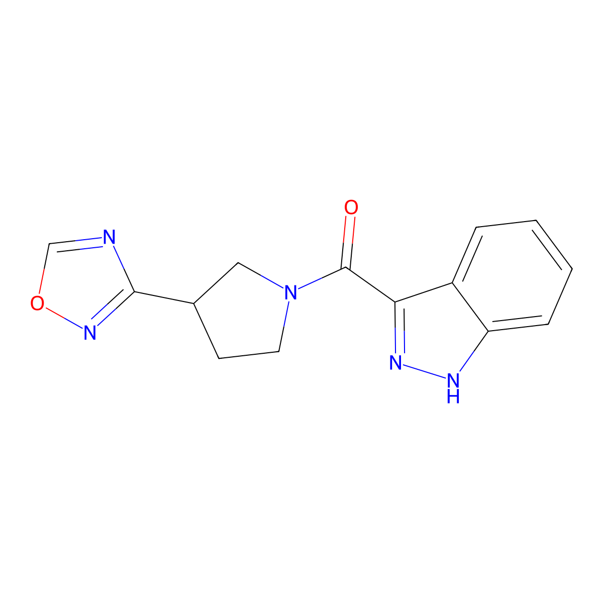 (3-(1,2,4-oxadiazol-3-yl)pyrrolidin-1-yl)(1H-indazol-3-yl)methanone molecular structure, CAS 2034552-02-6