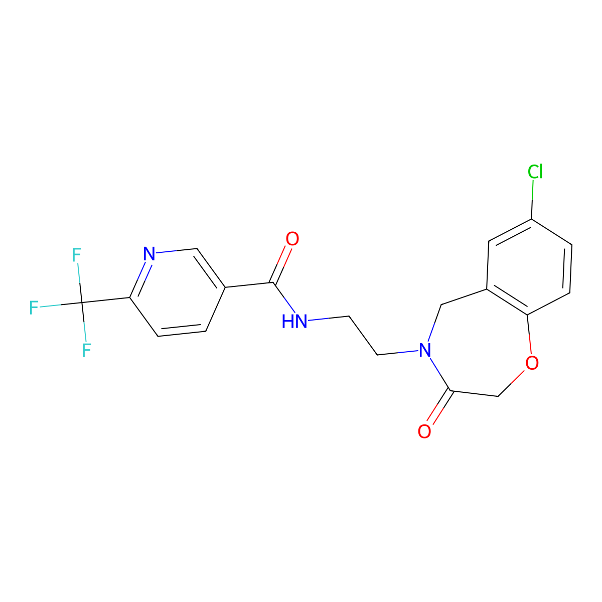 N-(2-(7-chloro-3-oxo-2,3-dihydrobenzo[f][1,4]oxazepin-4(5H)-yl)ethyl)-6-(trifluoromethyl)nicotinamide molecular structure, CAS 2034552-09-3