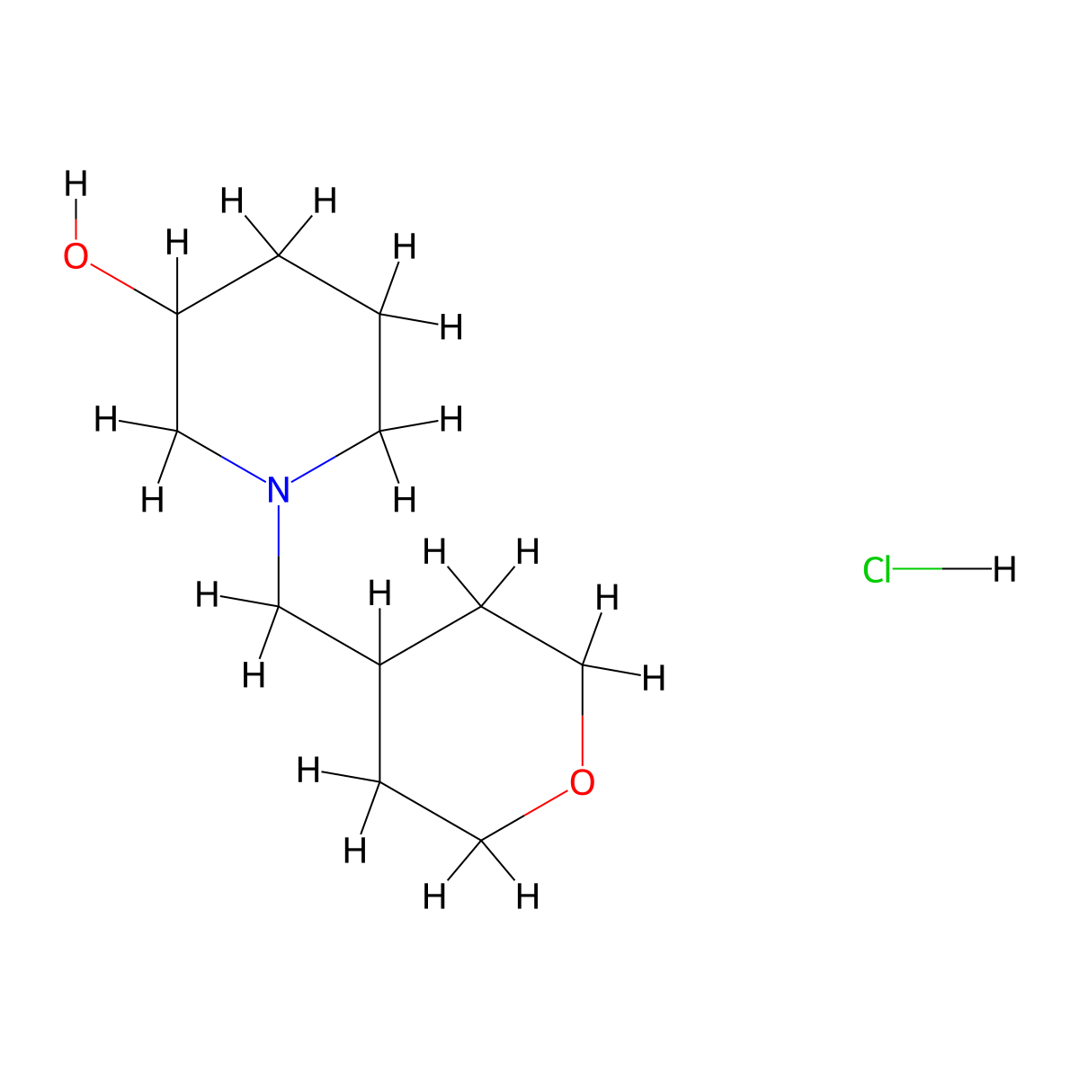 1-((tetrahydro-2H-pyran-4-yl)methyl)piperidin-3-ol hydrochloride molecular structure, CAS 2034552-12-8