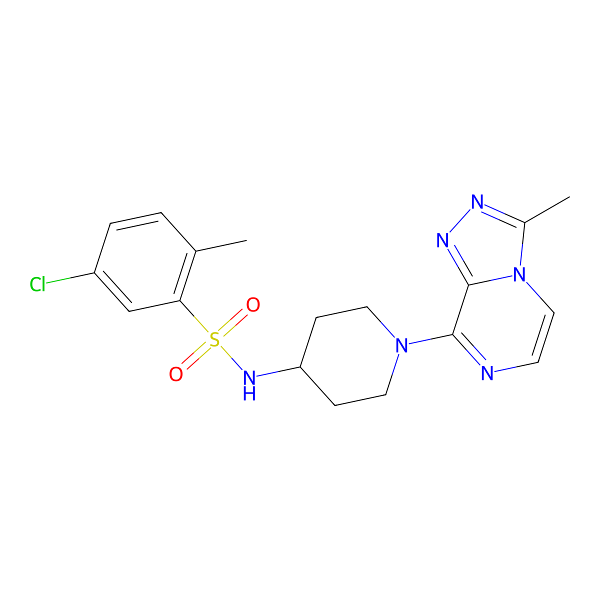 5-chloro-2-methyl-N-(1-(3-methyl-[1,2,4]triazolo[4,3-a]pyrazin-8-yl)piperidin-4-yl)benzenesulfonamide molecular structure, CAS 2034552-14-0