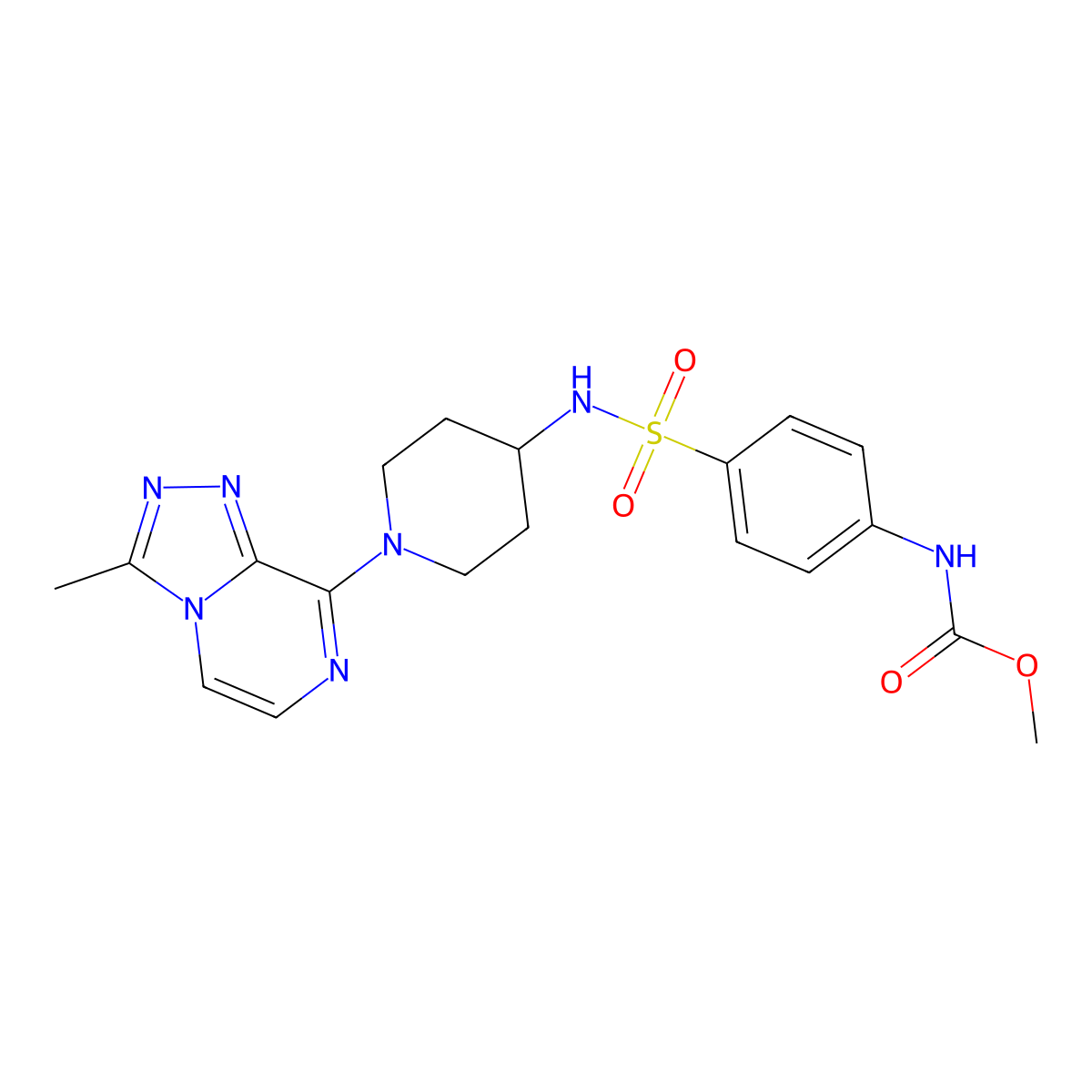 methyl (4-(N-(1-(3-methyl-[1,2,4]triazolo[4,3-a]pyrazin-8-yl)piperidin-4-yl)sulfamoyl)phenyl)carbamate molecular structure, CAS 2034552-17-3