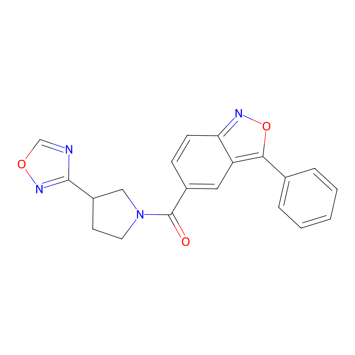 (3-(1,2,4-Oxadiazol-3-yl)pyrrolidin-1-yl)(3-phenylbenzo[c]isoxazol-5-yl)methanone molecular structure, CAS 2034552-21-9