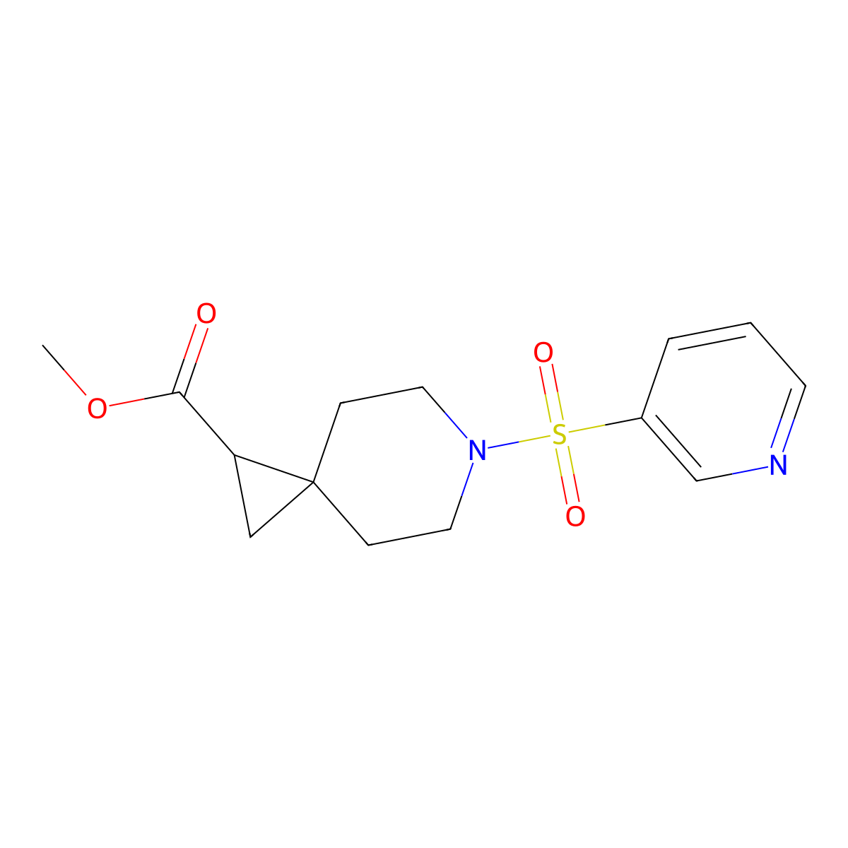 Methyl 6-(pyridin-3-ylsulfonyl)-6-azaspiro[2.5]octane-1-carboxylate molecular structure, CAS 2034552-26-4