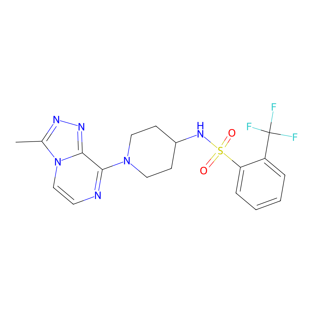 N-(1-(3-methyl-[1,2,4]triazolo[4,3-a]pyrazin-8-yl)piperidin-4-yl)-2-(trifluoromethyl)benzenesulfonamide molecular structure, CAS 2034552-31-1