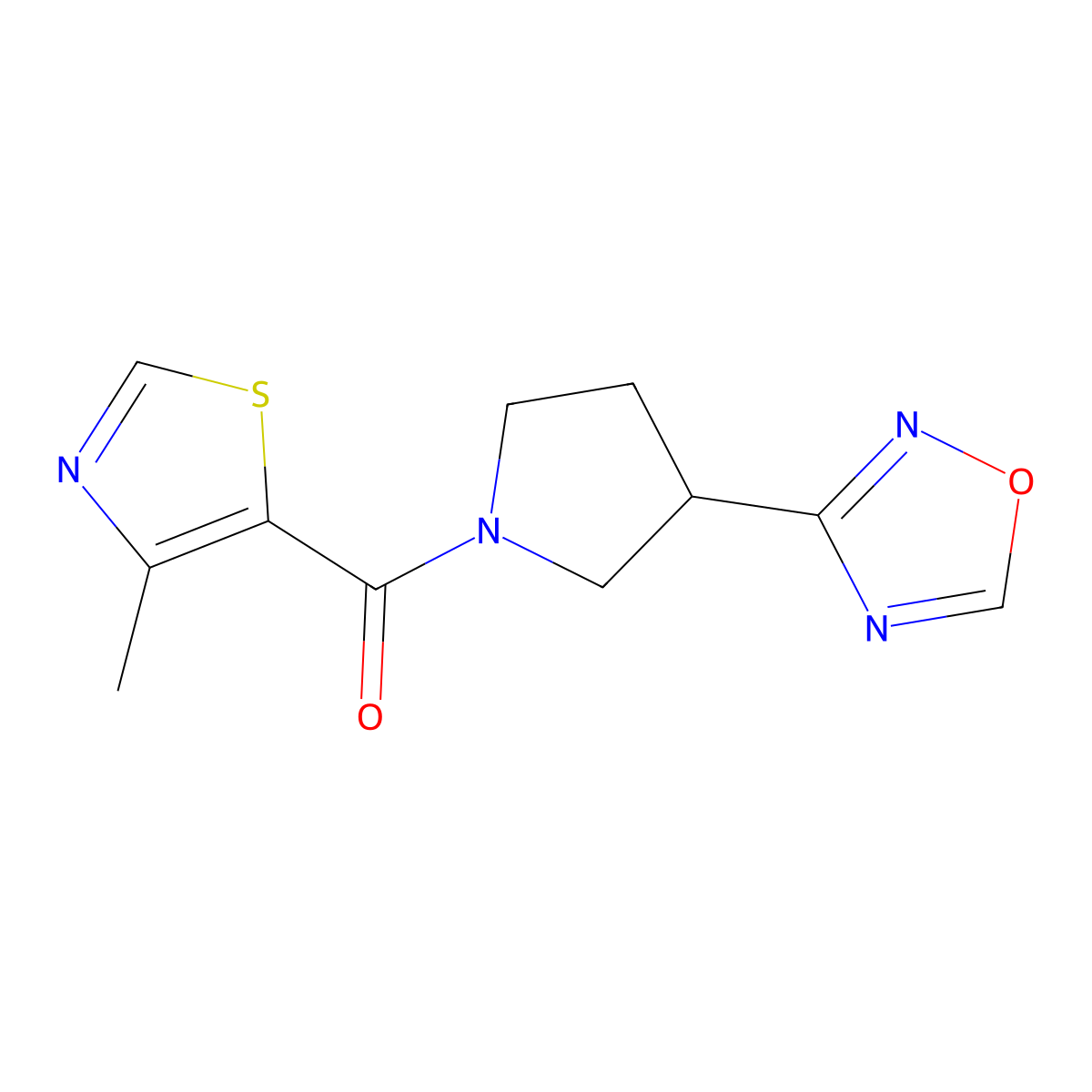 (3-(1,2,4-Oxadiazol-3-yl)pyrrolidin-1-yl)(4-methylthiazol-5-yl)methanone molecular structure, CAS 2034552-33-3