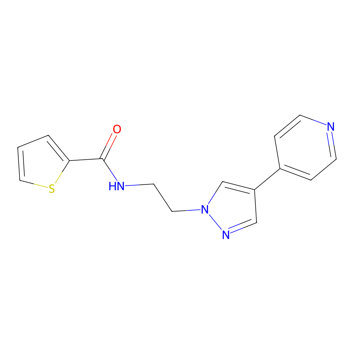 N-{2-[4-(pyridin-4-yl)-1H-pyrazol-1-yl]ethyl}thiophene-2-carboxamide molecular structure, CAS 2034552-47-9