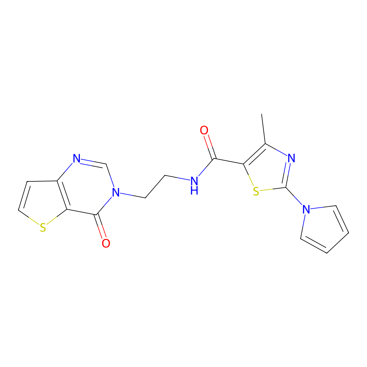4-methyl-N-(2-(4-oxothieno[3,2-d]pyrimidin-3(4H)-yl)ethyl)-2-(1H-pyrrol-1-yl)thiazole-5-carboxamide molecular structure, CAS 2034552-50-4