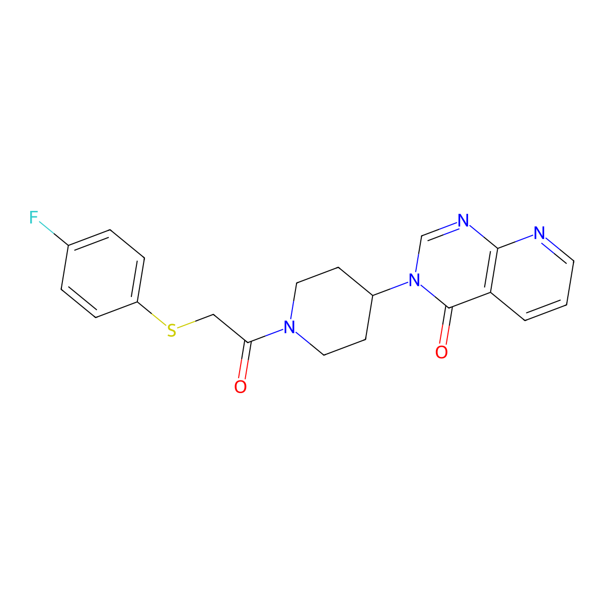3-(1-(2-((4-fluorophenyl)thio)acetyl)piperidin-4-yl)pyrido[2,3-d]pyrimidin-4(3H)-one molecular structure, CAS 2034552-54-8
