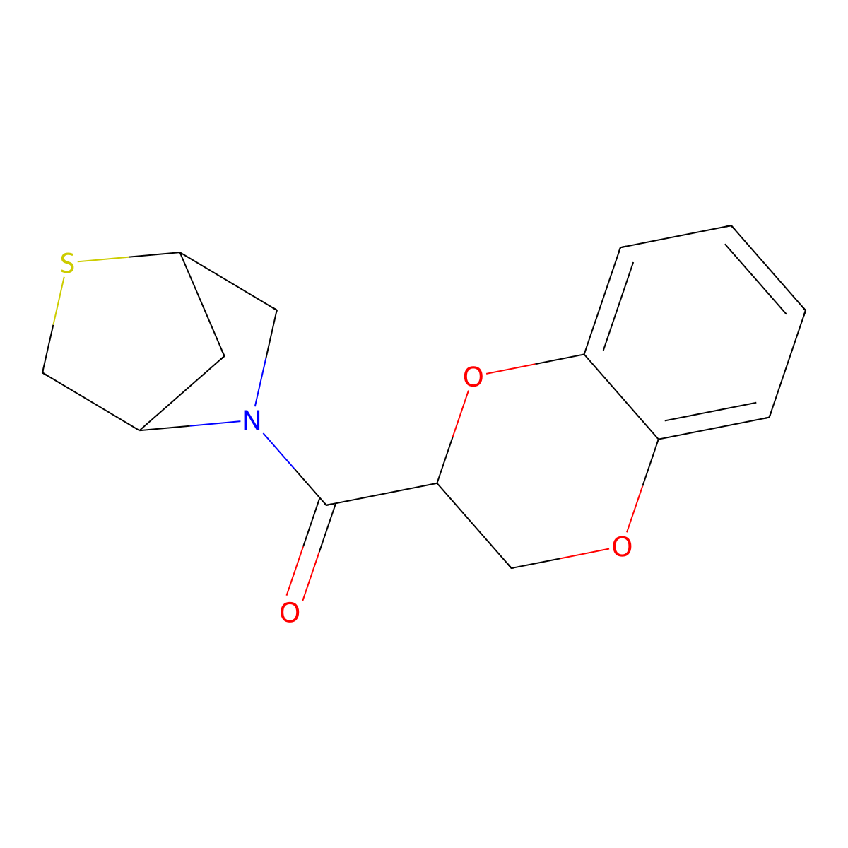 2-Thia-5-azabicyclo[2.2.1]heptan-5-yl(2,3-dihydrobenzo[b][1,4]dioxin-2-yl)methanone molecular structure, CAS 2034552-61-7