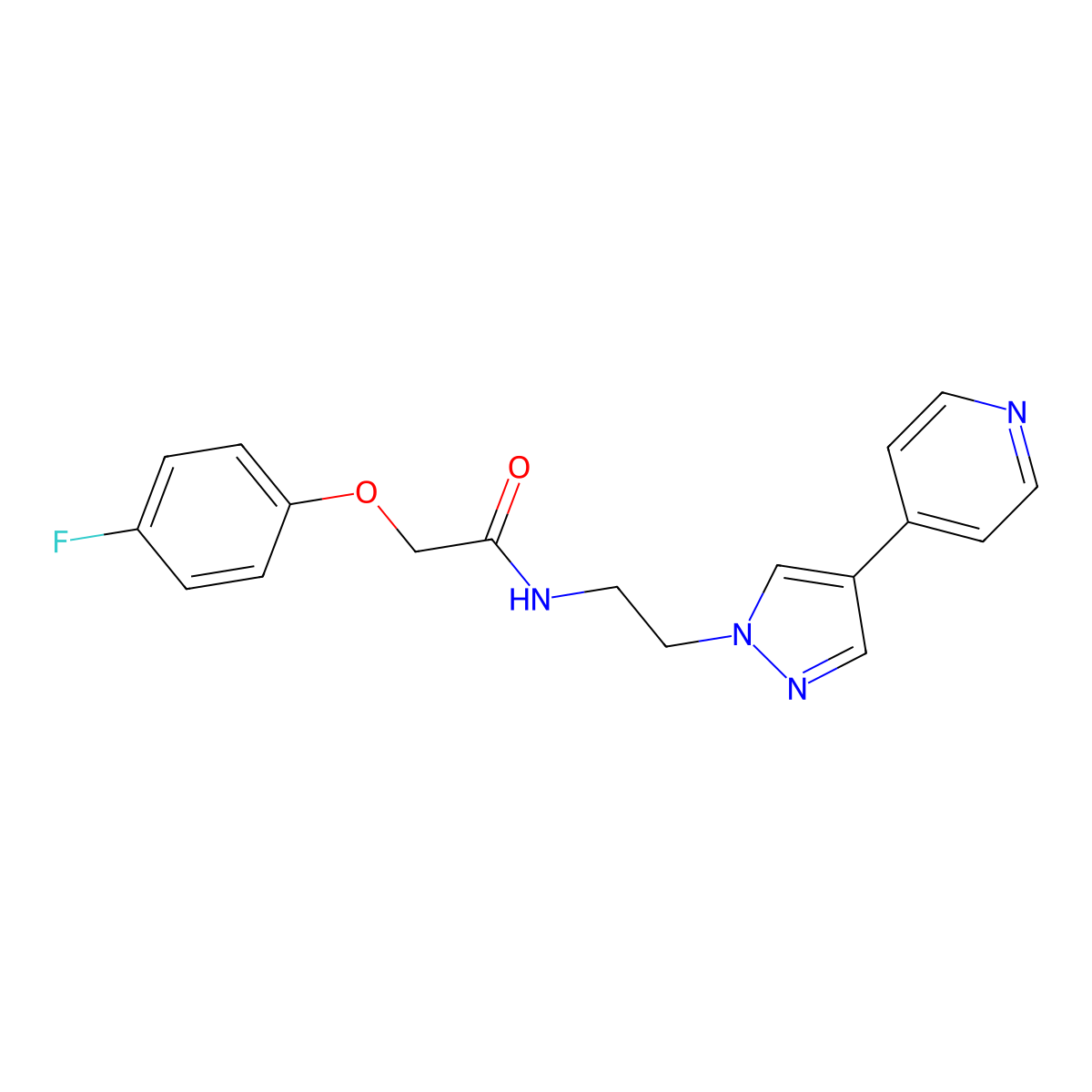 2-(4-fluorophenoxy)-N-{2-[4-(pyridin-4-yl)-1H-pyrazol-1-yl]ethyl}acetamide molecular structure, CAS 2034552-62-8