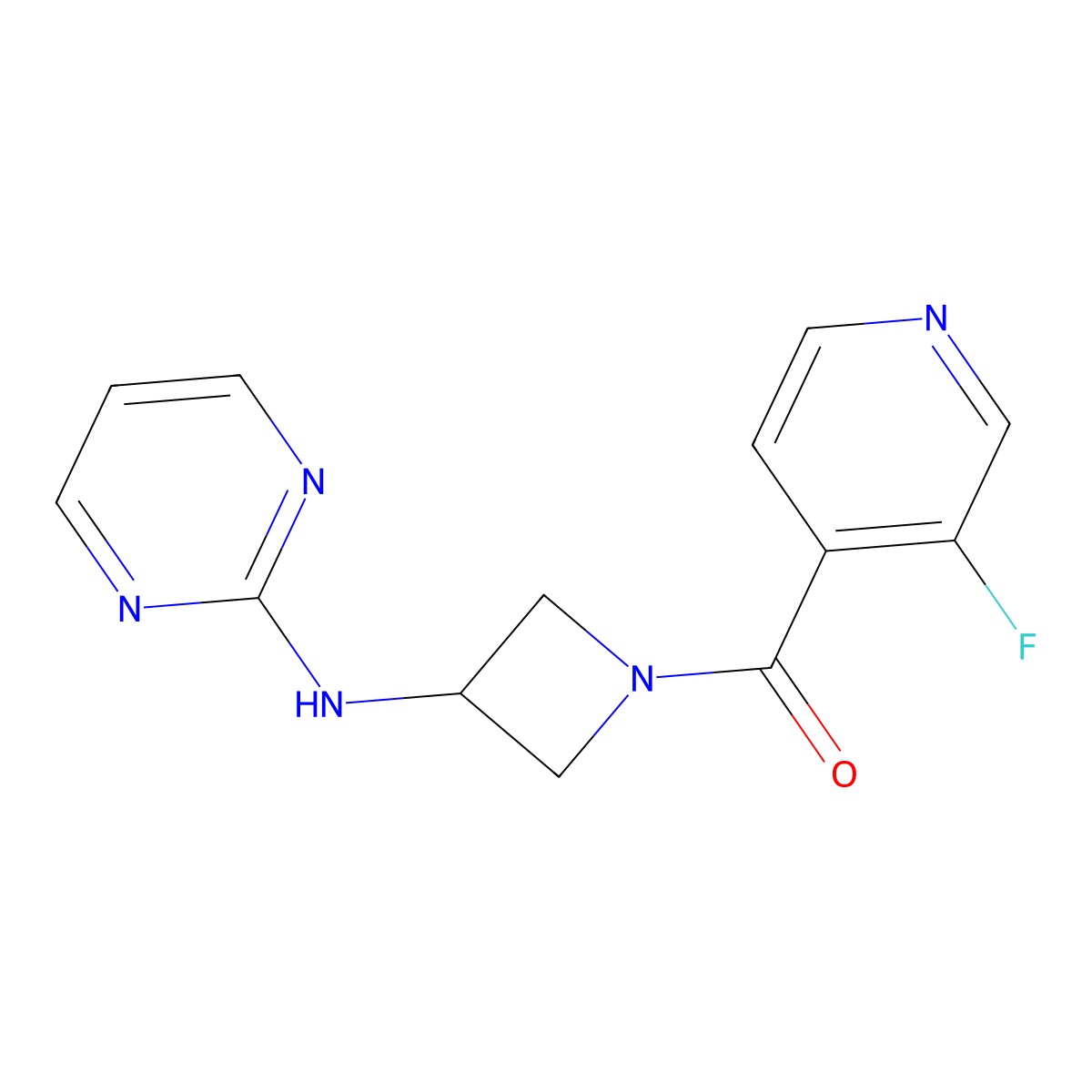 (3-Fluoropyridin-4-yl)(3-(pyrimidin-2-ylamino)azetidin-1-yl)methanone molecular structure, CAS 2034552-63-9