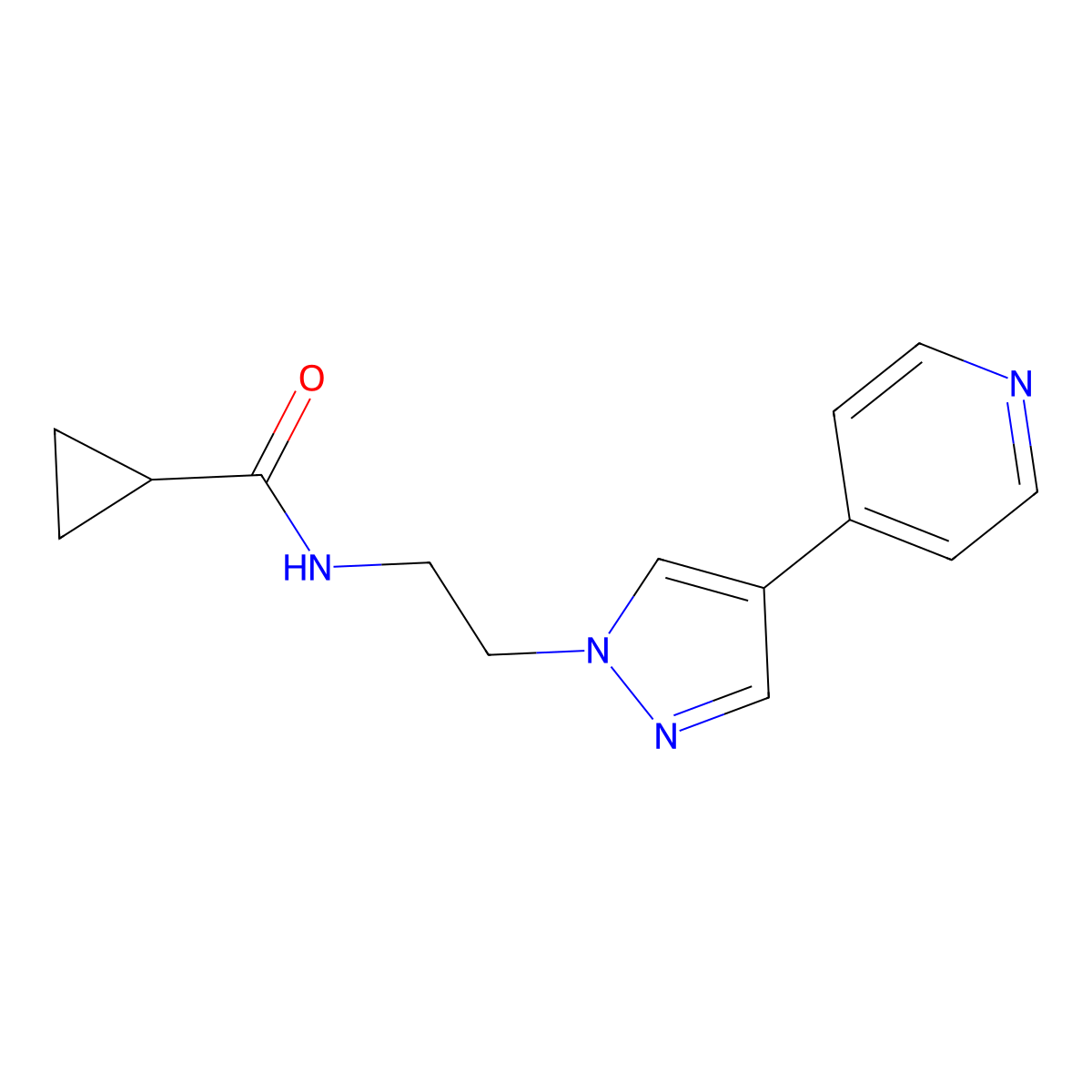 N-{2-[4-(pyridin-4-yl)-1H-pyrazol-1-yl]ethyl}cyclopropanecarboxamide molecular structure, CAS 2034552-70-8