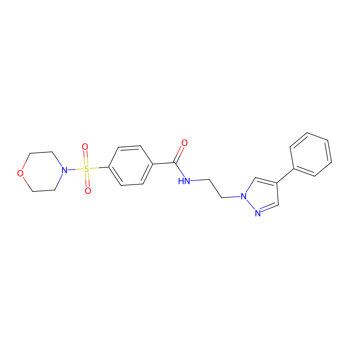 4-(morpholinosulfonyl)-N-(2-(4-phenyl-1H-pyrazol-1-yl)ethyl)benzamide molecular structure, CAS 2034552-72-0