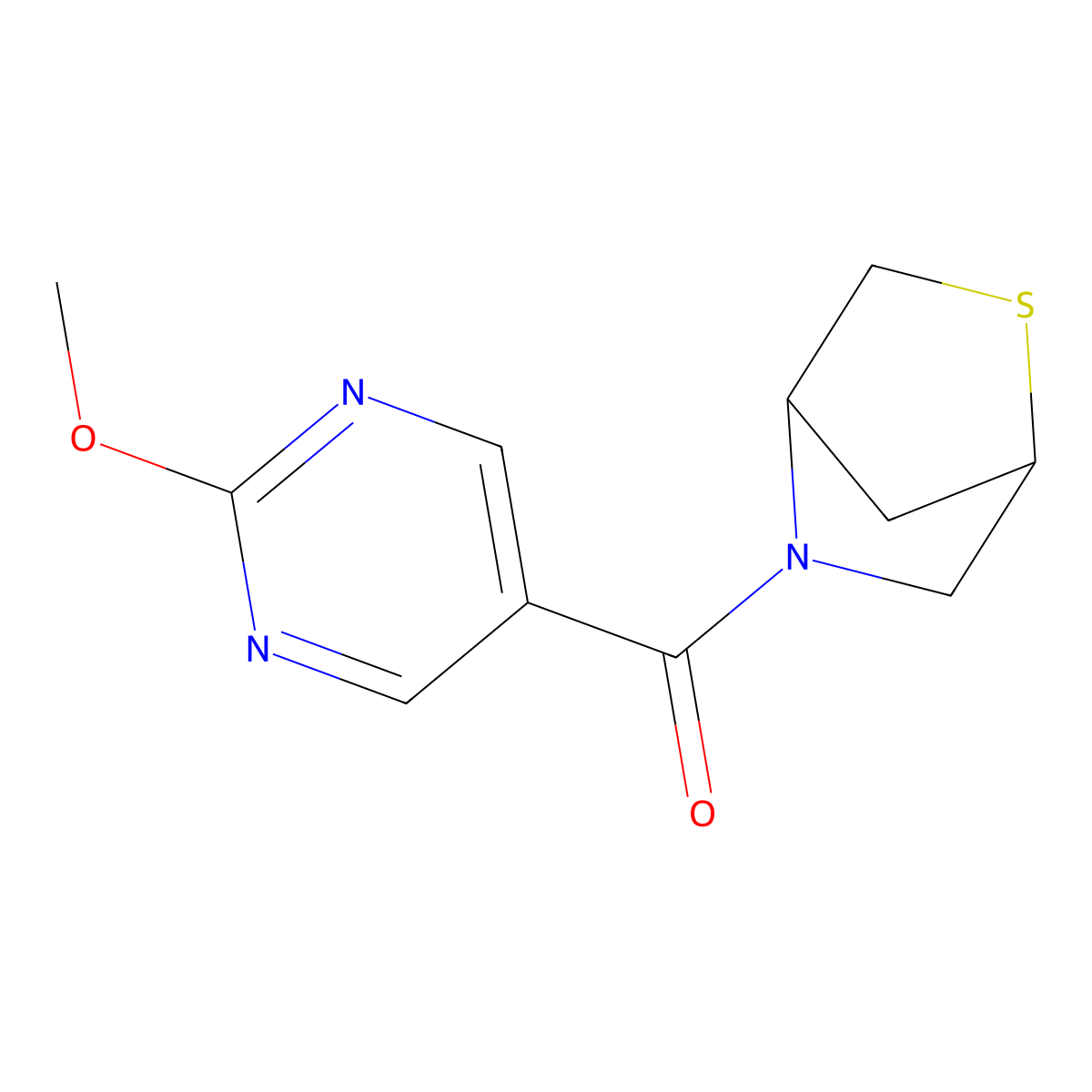 2-Thia-5-azabicyclo[2.2.1]heptan-5-yl(2-methoxypyrimidin-5-yl)methanone molecular structure, CAS 2034552-74-2