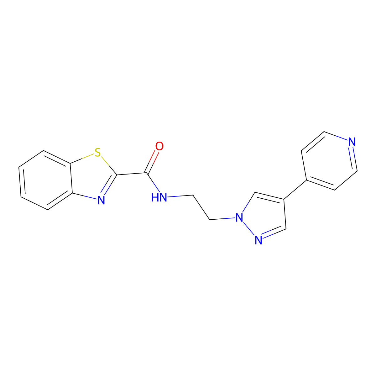 N-{2-[4-(pyridin-4-yl)-1H-pyrazol-1-yl]ethyl}-1,3-benzothiazole-2-carboxamide molecular structure, CAS 2034552-76-4