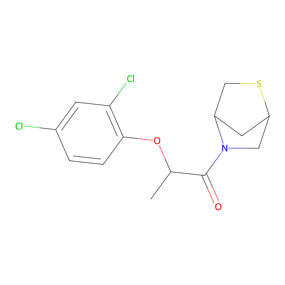 1-(2-Thia-5-azabicyclo[2.2.1]heptan-5-yl)-2-(2,4-dichlorophenoxy)propan-1-one molecular structure, CAS 2034552-77-5