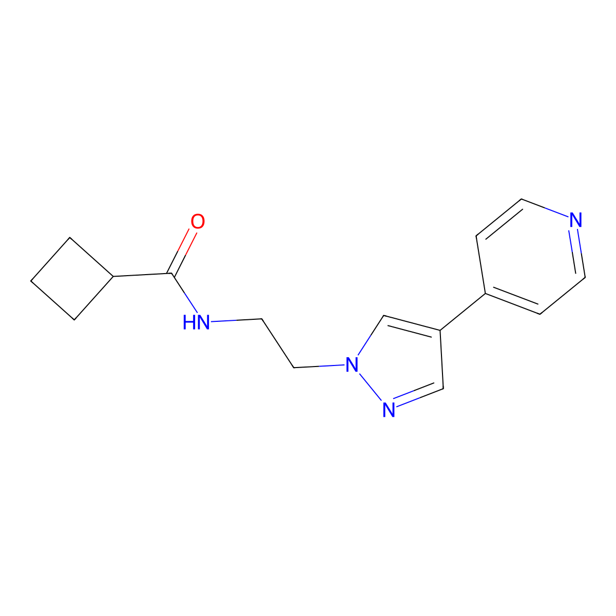 N-{2-[4-(pyridin-4-yl)-1H-pyrazol-1-yl]ethyl}cyclobutanecarboxamide molecular structure, CAS 2034552-81-1