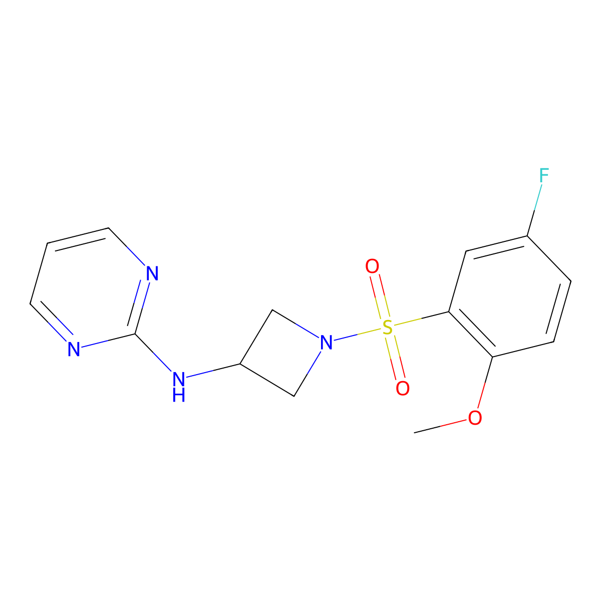 N-(1-((5-fluoro-2-methoxyphenyl)sulfonyl)azetidin-3-yl)pyrimidin-2-amine molecular structure, CAS 2034552-83-3