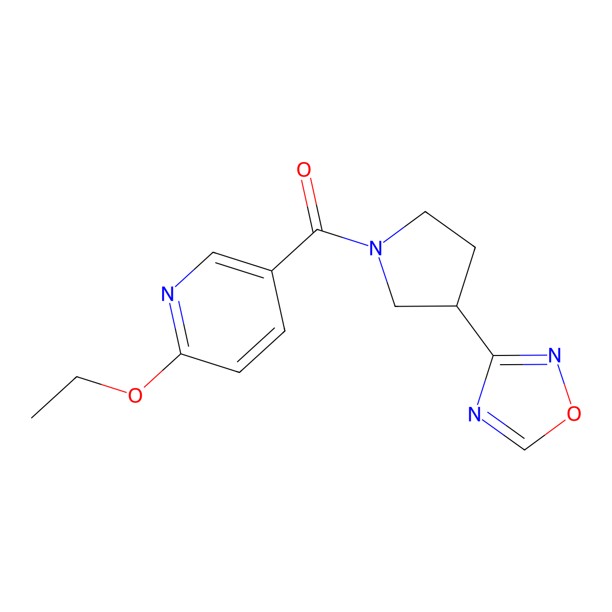 (3-(1,2,4-Oxadiazol-3-yl)pyrrolidin-1-yl)(6-ethoxypyridin-3-yl)methanone molecular structure, CAS 2034552-84-4
