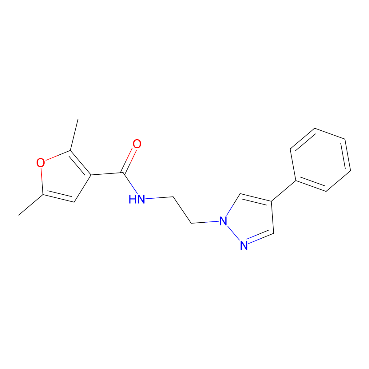 2,5-dimethyl-N-(2-(4-phenyl-1H-pyrazol-1-yl)ethyl)furan-3-carboxamide molecular structure, CAS 2034552-85-5