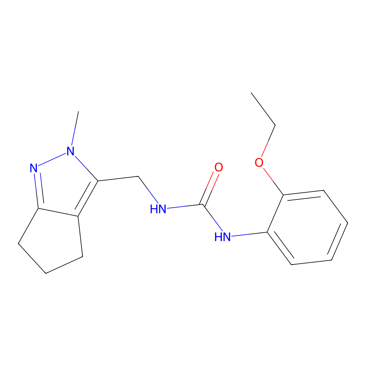 1-(2-Ethoxyphenyl)-3-((2-methyl-2,4,5,6-tetrahydrocyclopenta[c]pyrazol-3-yl)methyl)urea molecular structure, CAS 2034552-86-6