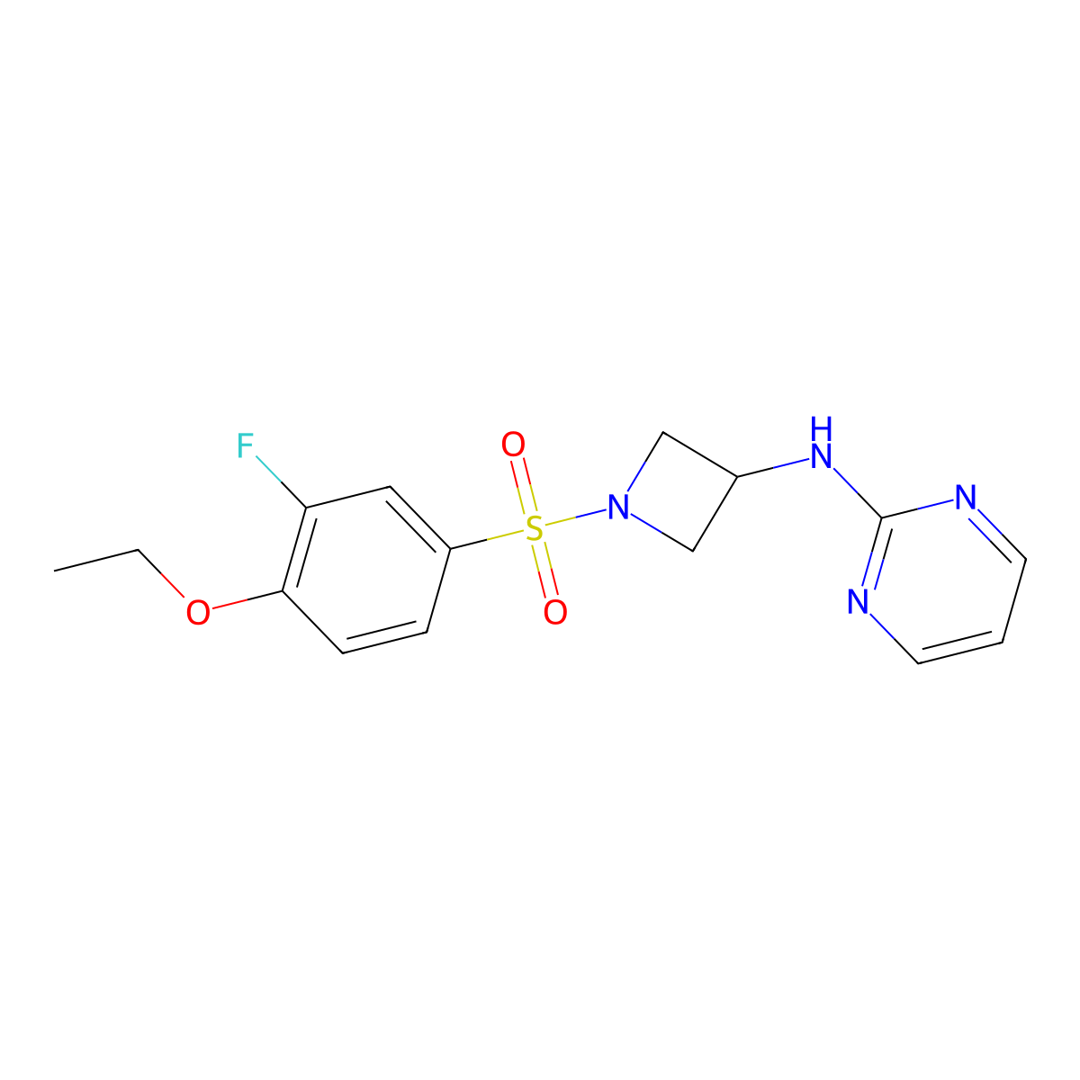 N-(1-((4-ethoxy-3-fluorophenyl)sulfonyl)azetidin-3-yl)pyrimidin-2-amine molecular structure, CAS 2034552-89-9