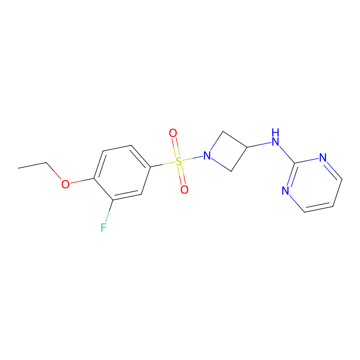 N-(1-((4-ethoxy-3-fluorophenyl)sulfonyl)azetidin-3-yl)pyrimidin-2-amine molecular structure, CAS 2034552-89-9