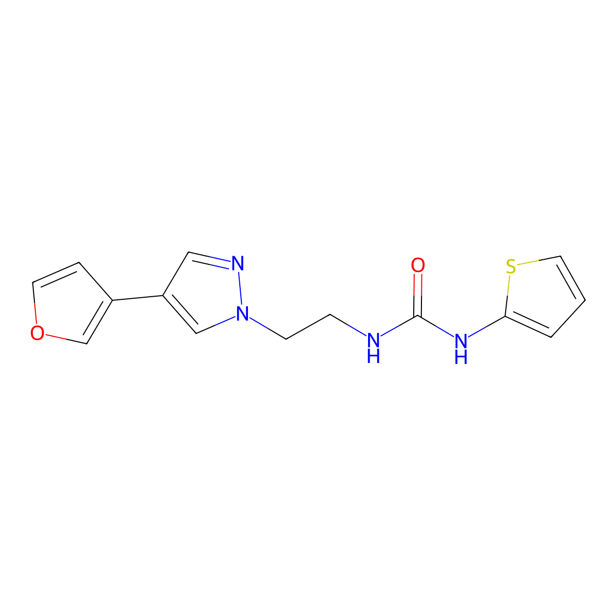 1-(2-(4-(furan-3-yl)-1H-pyrazol-1-yl)ethyl)-3-(thiophen-2-yl)urea molecular structure, CAS 2034552-91-3