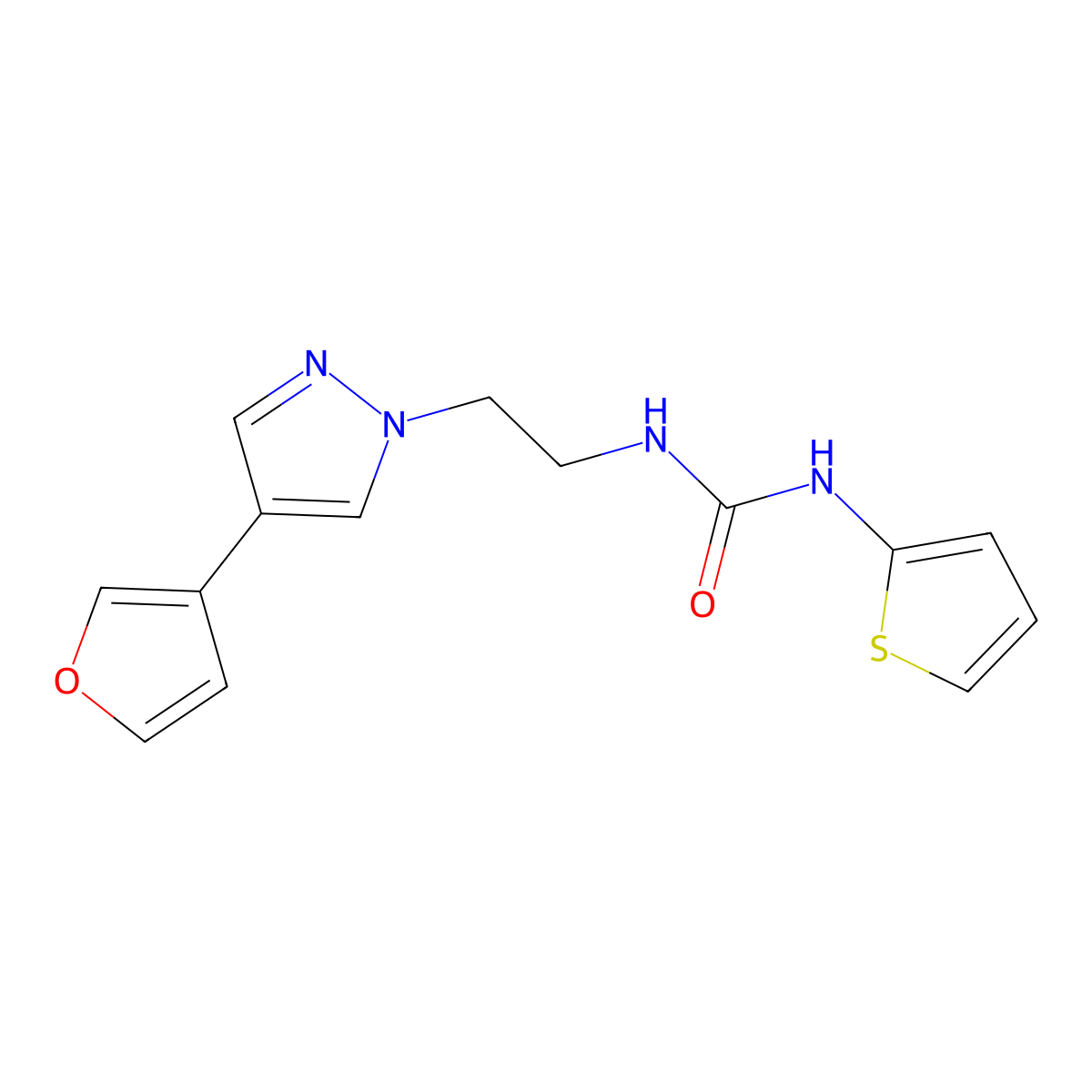 1-(2-(4-(furan-3-yl)-1H-pyrazol-1-yl)ethyl)-3-(thiophen-2-yl)urea molecular structure, CAS 2034552-91-3