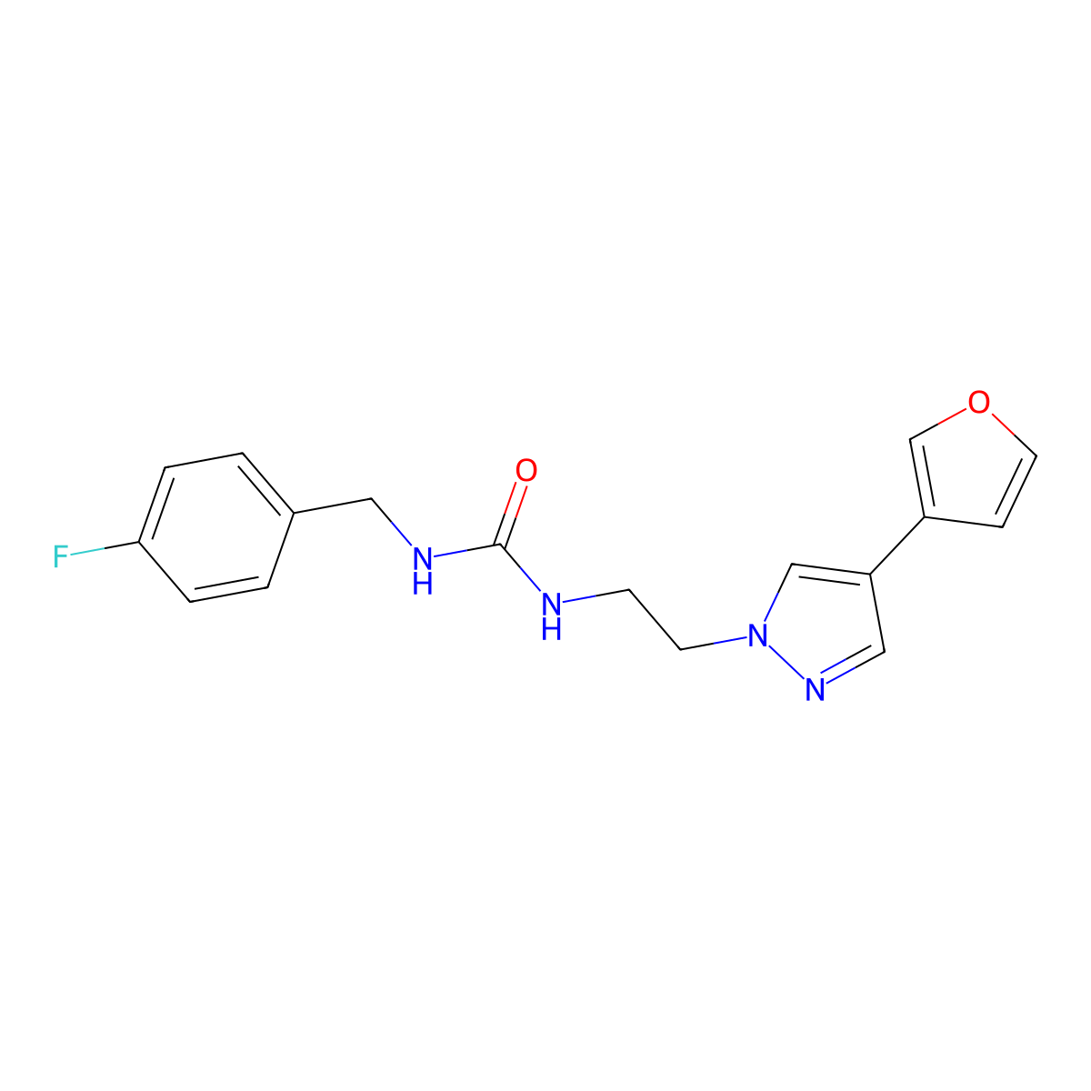 1-(4-fluorobenzyl)-3-(2-(4-(furan-3-yl)-1H-pyrazol-1-yl)ethyl)urea molecular structure, CAS 2034553-11-0