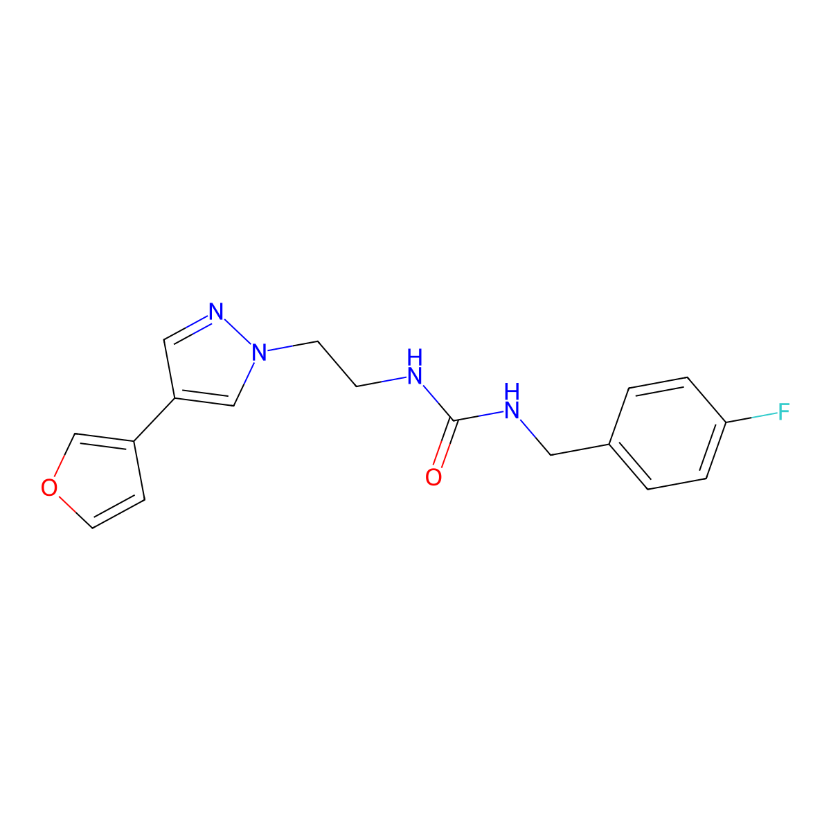 1-(4-fluorobenzyl)-3-(2-(4-(furan-3-yl)-1H-pyrazol-1-yl)ethyl)urea molecular structure, CAS 2034553-11-0