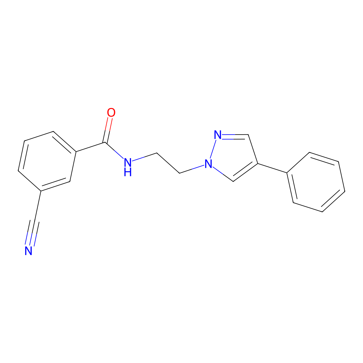 3-cyano-N-(2-(4-phenyl-1H-pyrazol-1-yl)ethyl)benzamide molecular structure, CAS 2034553-15-4