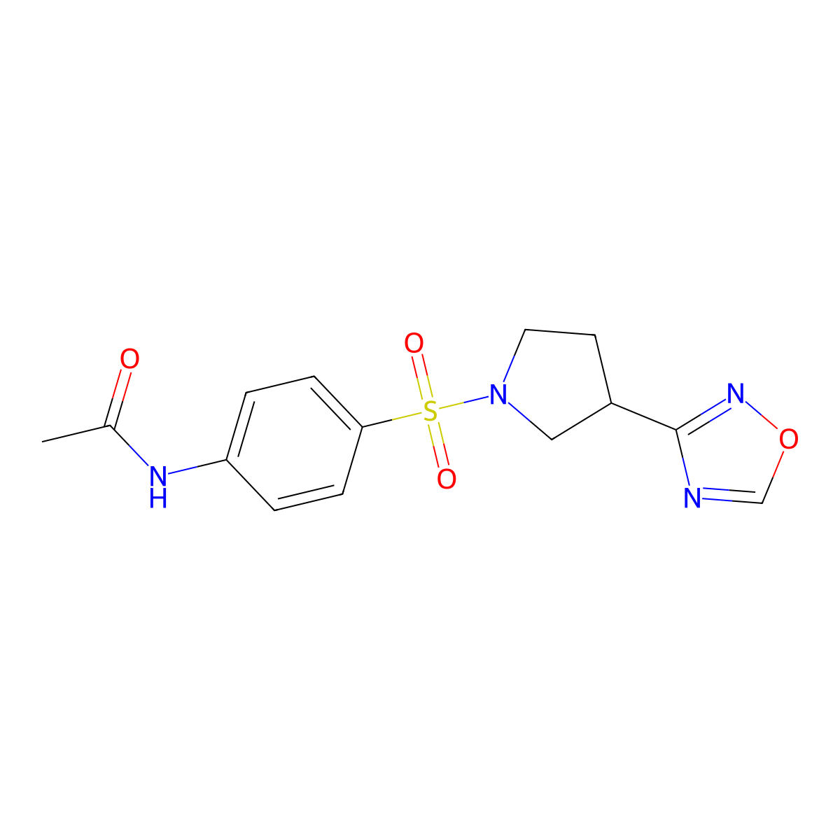 N-(4-{[3-(1,2,4-oxadiazol-3-yl)pyrrolidin-1-yl]sulfonyl}phenyl)acetamide molecular structure, CAS 2034553-17-6