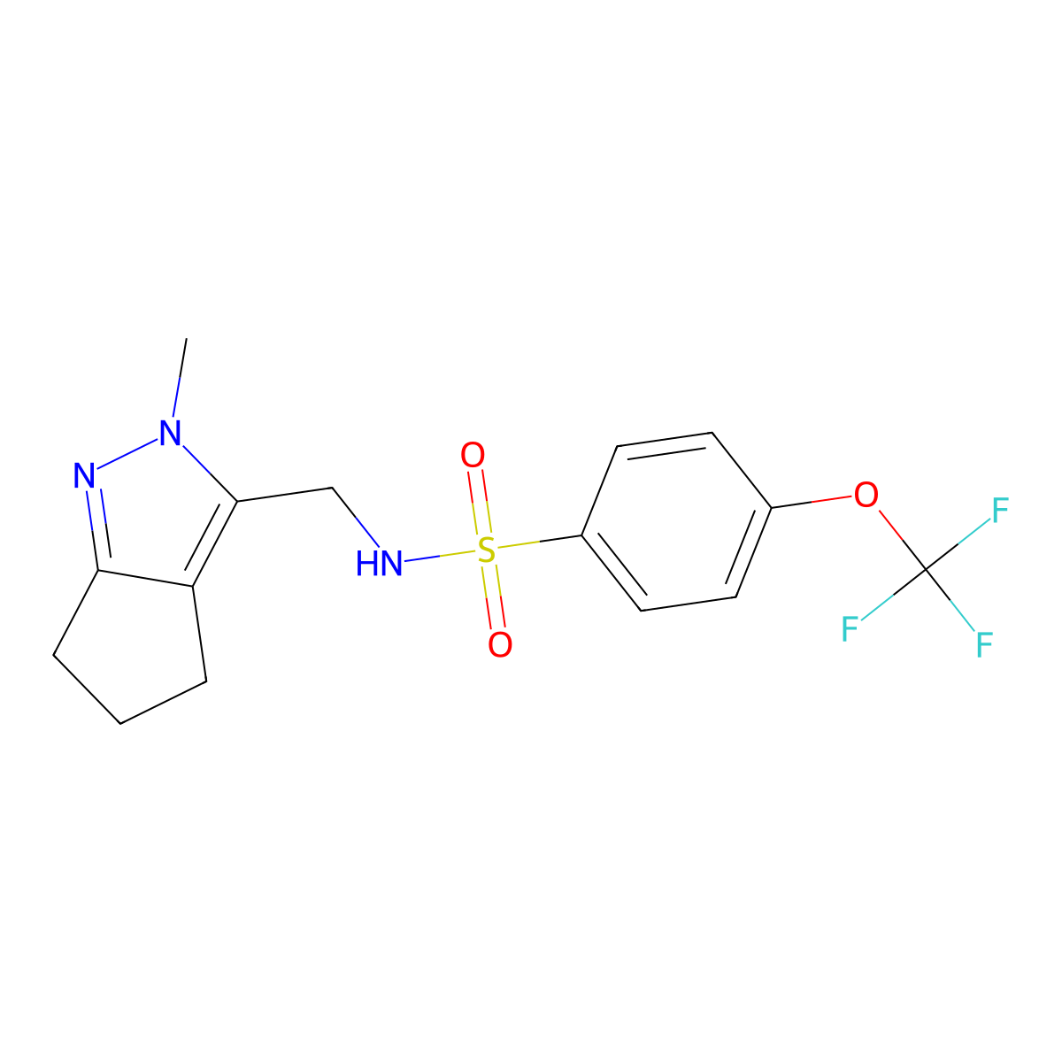 N-((2-methyl-2,4,5,6-tetrahydrocyclopenta[c]pyrazol-3-yl)methyl)-4-(trifluoromethoxy)benzenesulfonamide molecular structure, CAS 2034553-18-7