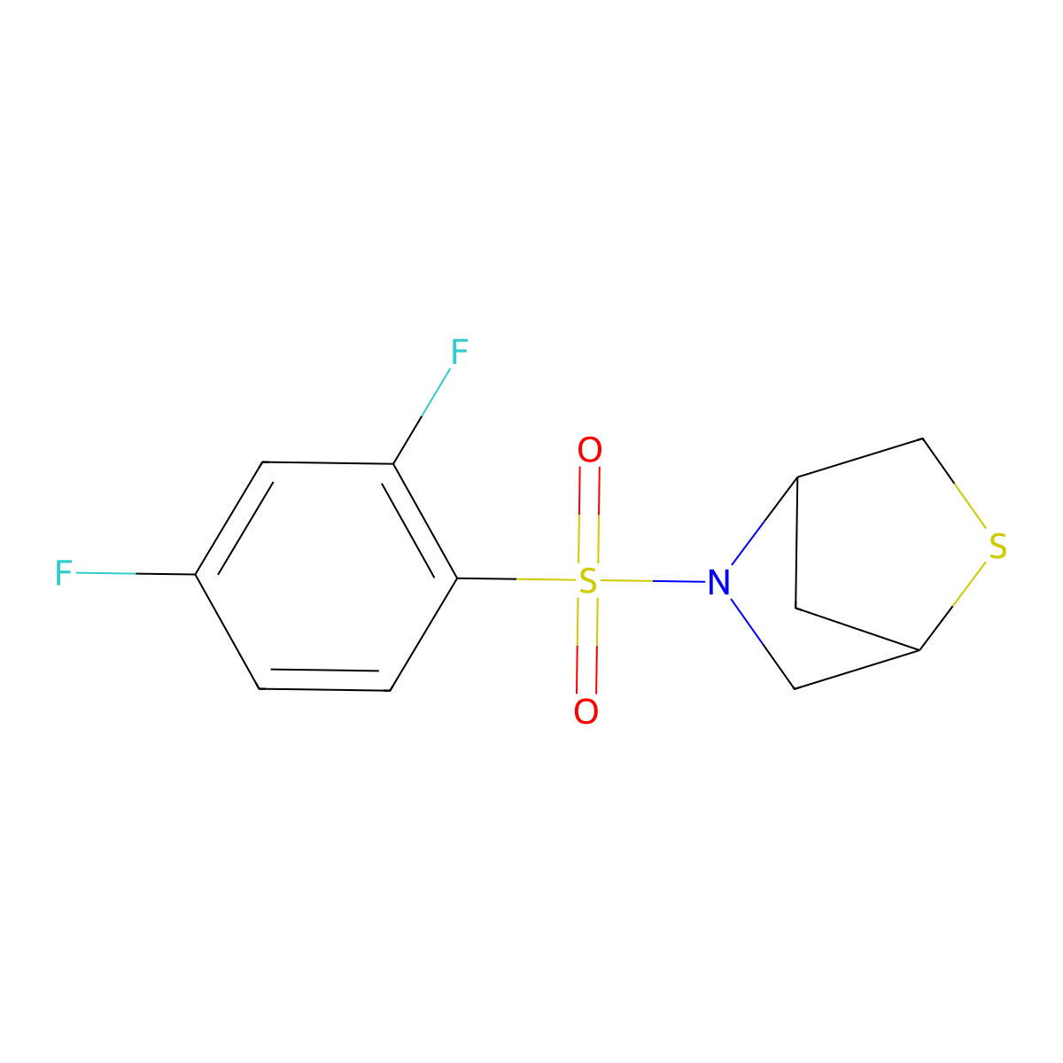 5-((2,4-Difluorophenyl)sulfonyl)-2-thia-5-azabicyclo[2.2.1]heptane molecular structure, CAS 2034553-19-8