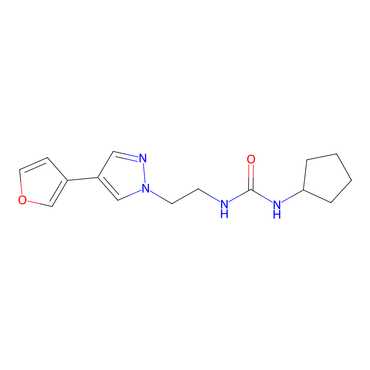 1-cyclopentyl-3-{2-[4-(furan-3-yl)-1H-pyrazol-1-yl]ethyl}urea molecular structure, CAS 2034553-21-2