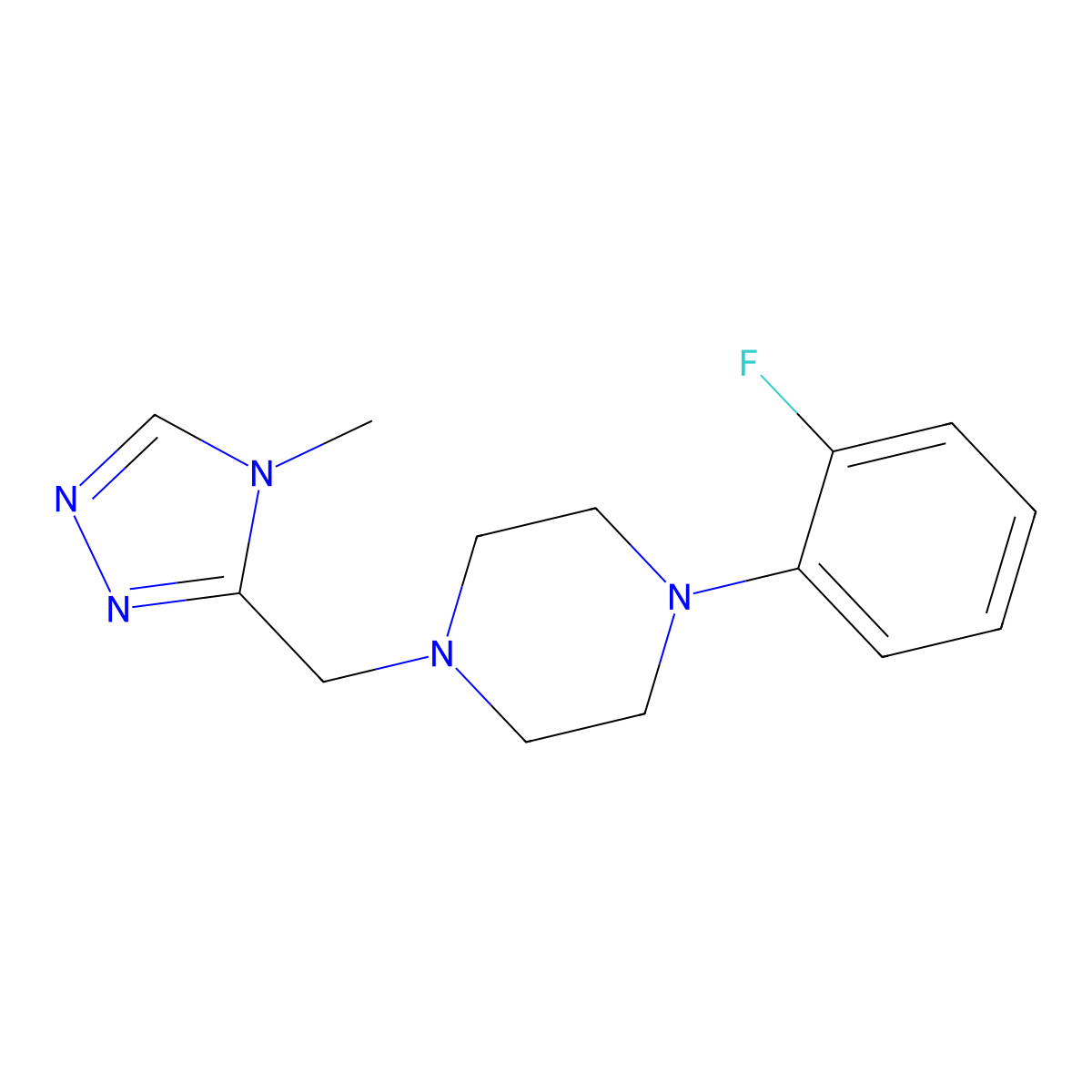 1-(2-fluorophenyl)-4-((4-methyl-4H-1,2,4-triazol-3-yl)methyl)piperazine molecular structure, CAS 2034553-26-7