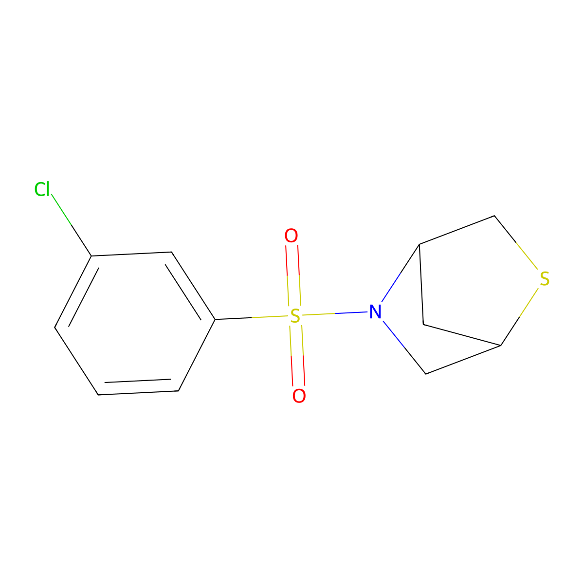 5-((3-Chlorophenyl)sulfonyl)-2-thia-5-azabicyclo[2.2.1]heptane molecular structure, CAS 2034553-28-9