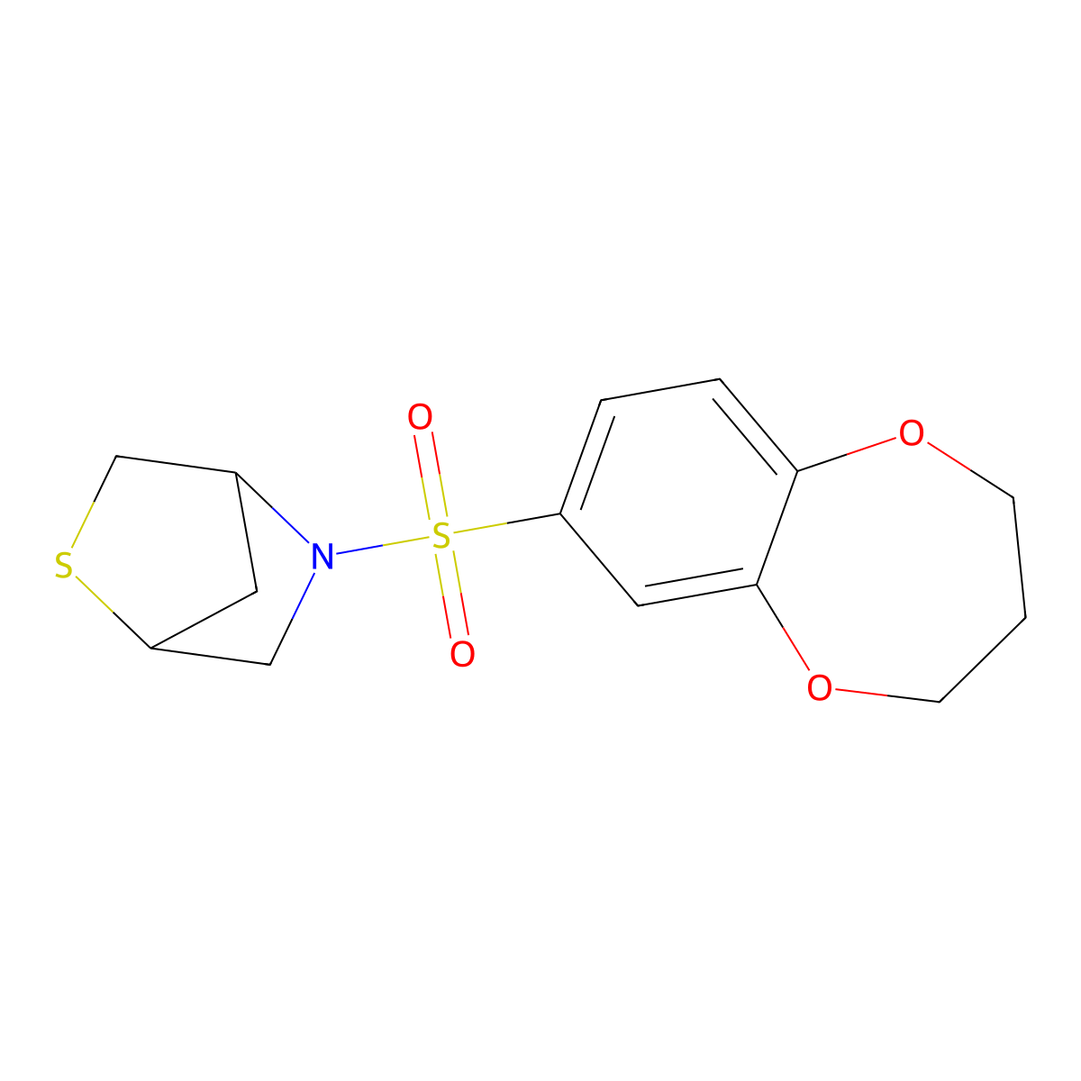 5-((3,4-dihydro-2H-benzo[b][1,4]dioxepin-7-yl)sulfonyl)-2-thia-5-azabicyclo[2.2.1]heptane molecular structure, CAS 2034553-35-8