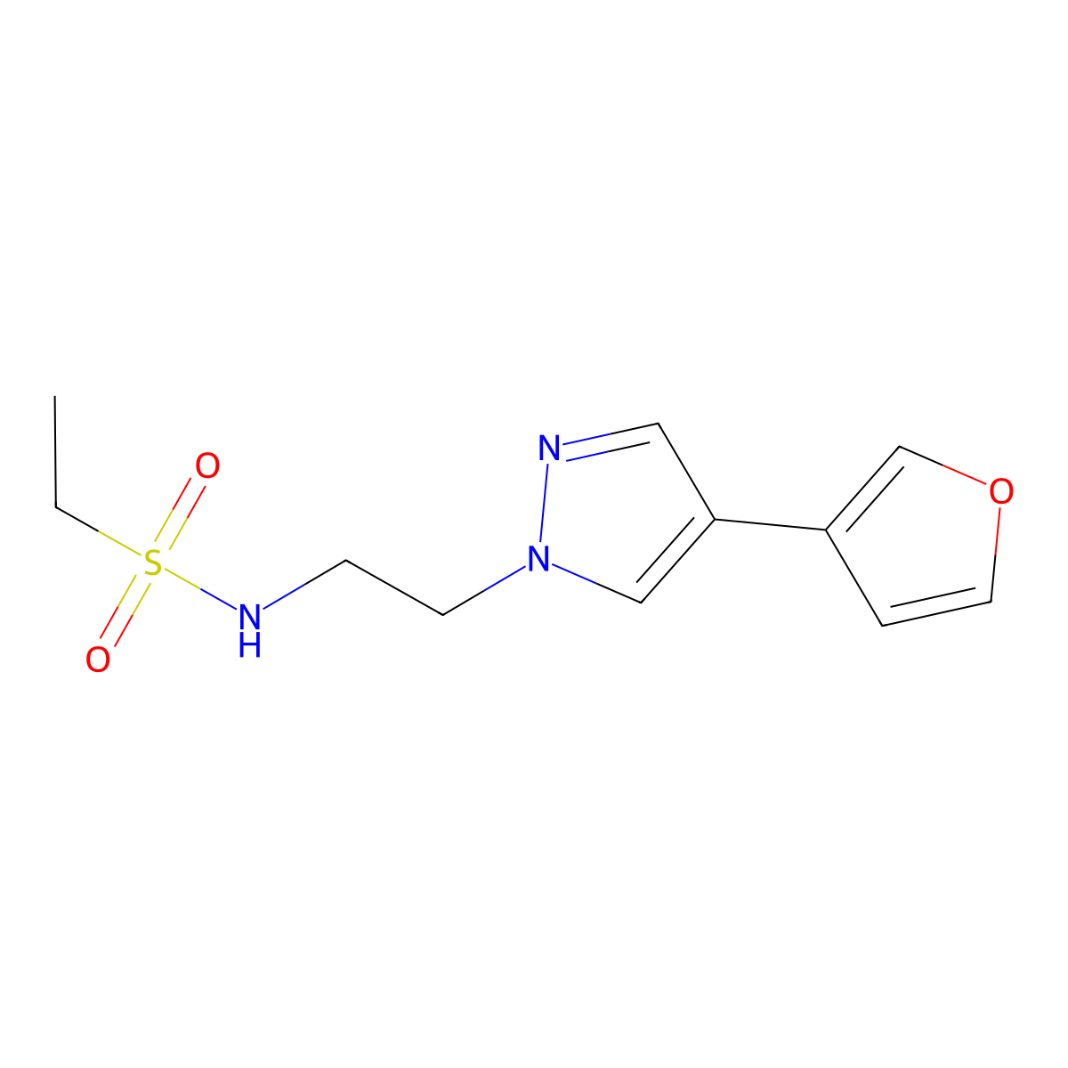 N-(2-(4-(furan-3-yl)-1H-pyrazol-1-yl)ethyl)ethanesulfonamide molecular structure, CAS 2034553-37-0