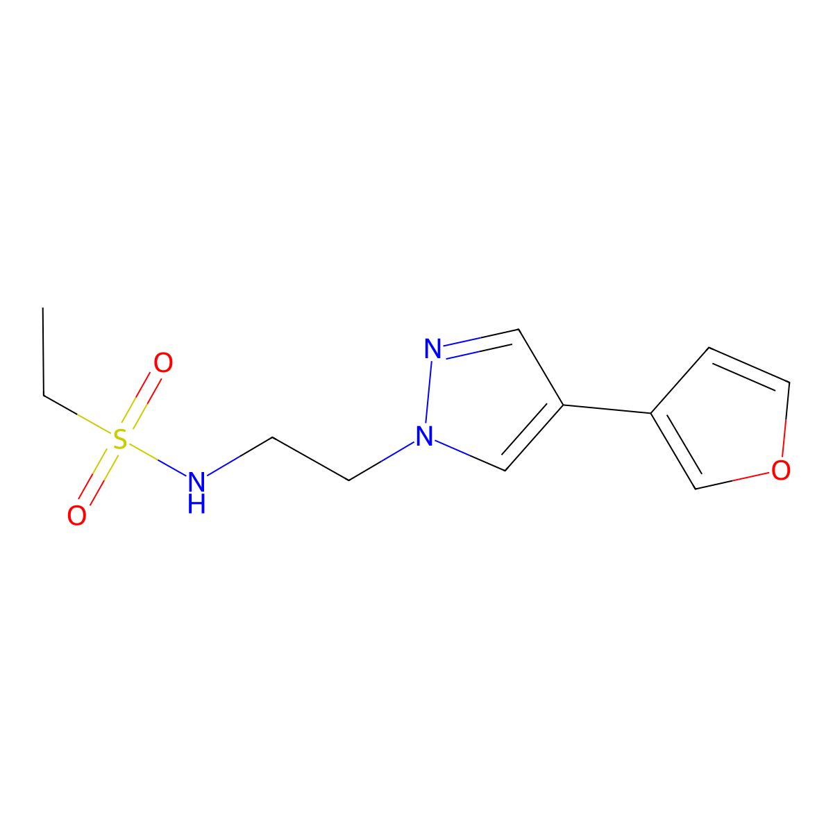 N-(2-(4-(furan-3-yl)-1H-pyrazol-1-yl)ethyl)ethanesulfonamide molecular structure, CAS 2034553-37-0