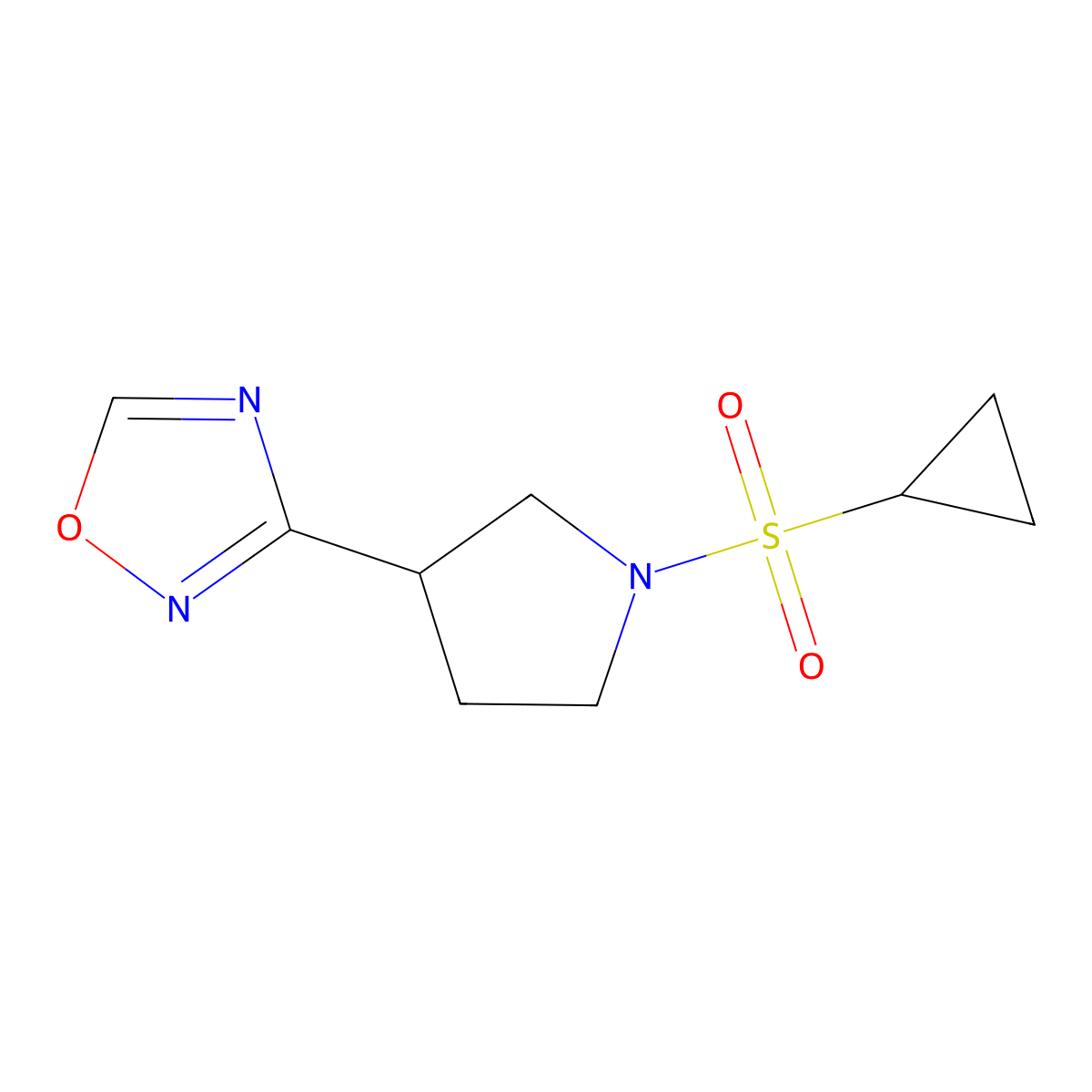 3-(1-(Cyclopropylsulfonyl)pyrrolidin-3-yl)-1,2,4-oxadiazole molecular structure, CAS 2034553-39-2