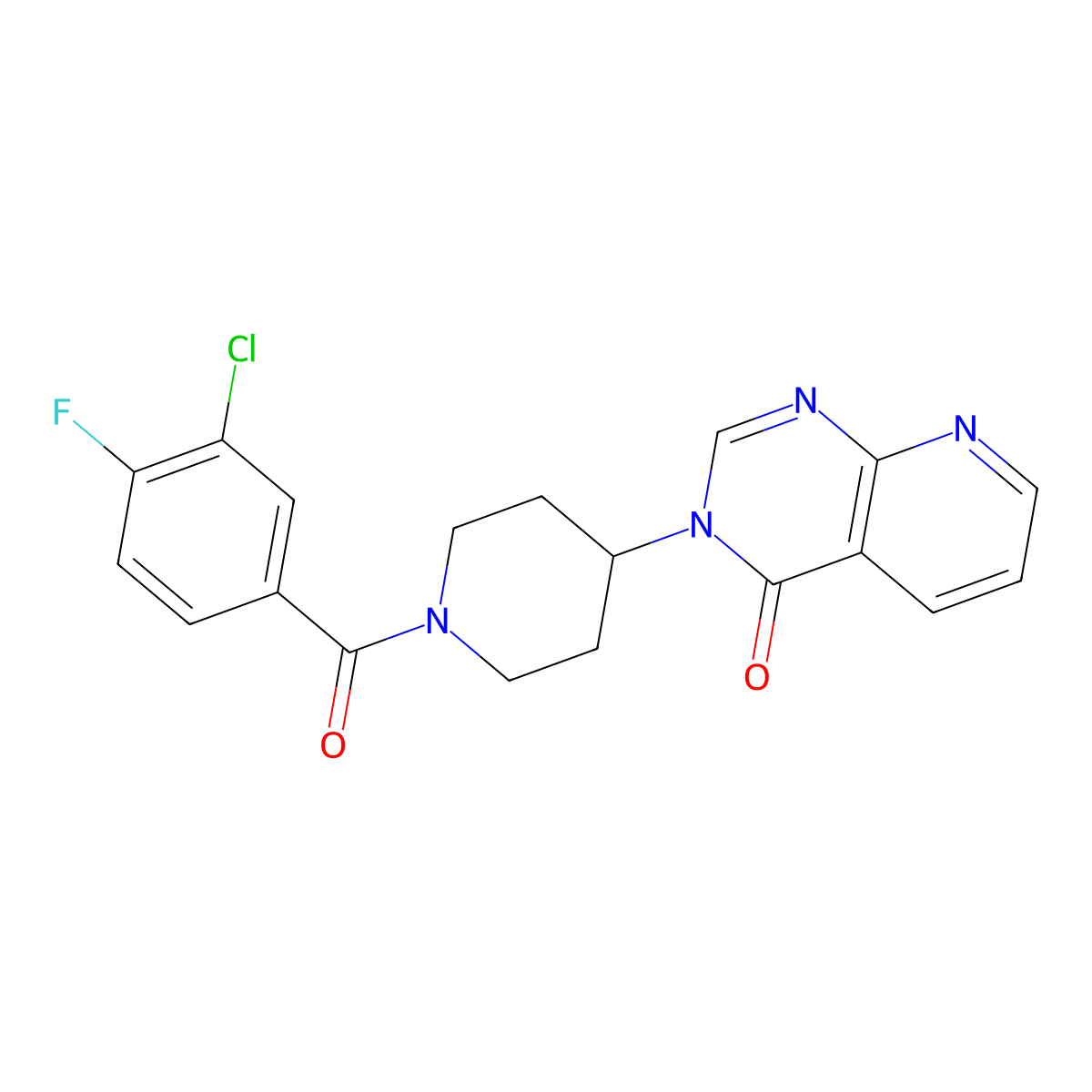 3-(1-(3-chloro-4-fluorobenzoyl)piperidin-4-yl)pyrido[2,3-d]pyrimidin-4(3H)-one molecular structure, CAS 2034553-41-6