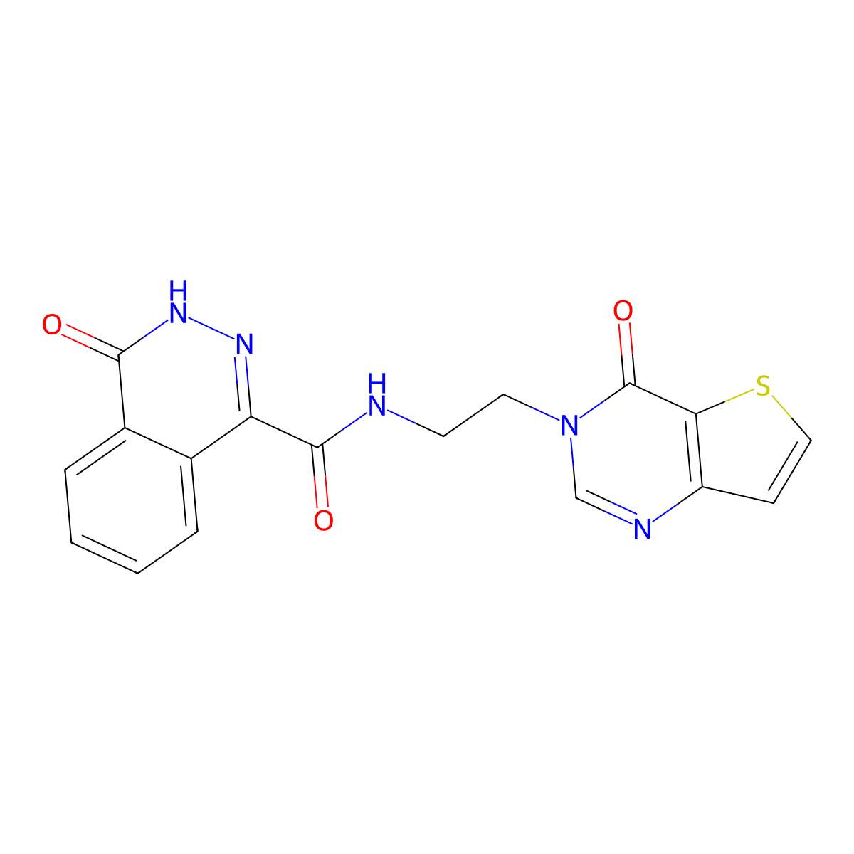 4-oxo-N-(2-(4-oxothieno[3,2-d]pyrimidin-3(4H)-yl)ethyl)-3,4-dihydrophthalazine-1-carboxamide molecular structure, CAS 2034553-44-9