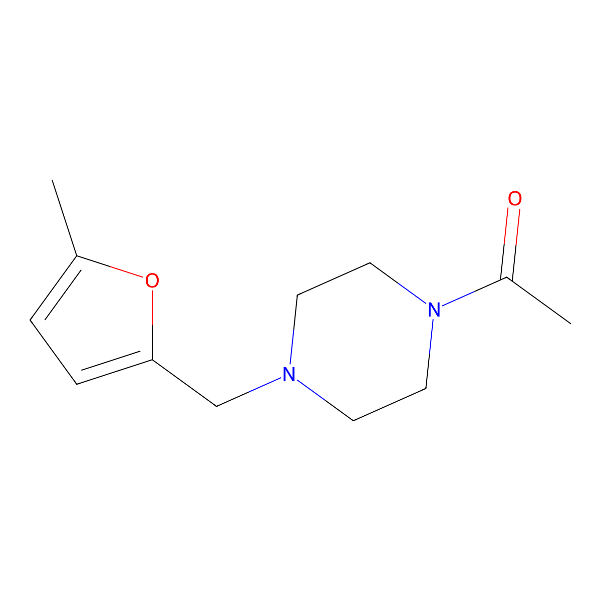 1-(4-((5-Methylfuran-2-yl)methyl)piperazin-1-yl)ethanone molecular structure, CAS 2034553-45-0