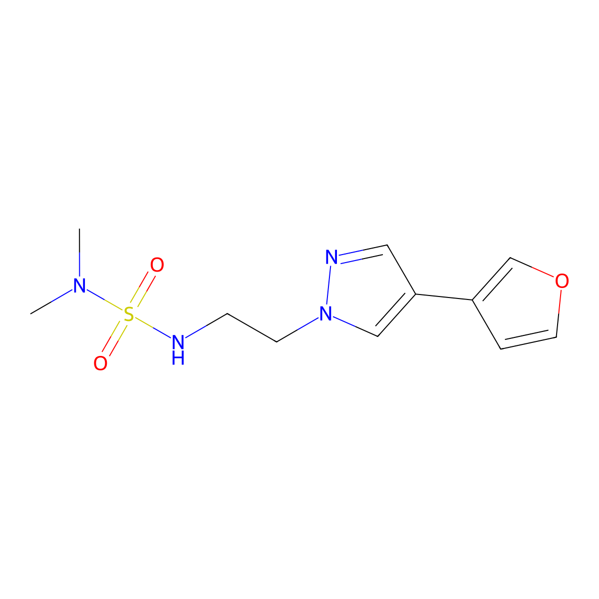 ({2-[4-(furan-3-yl)-1H-pyrazol-1-yl]ethyl}sulfamoyl)dimethylamine molecular structure, CAS 2034553-50-7