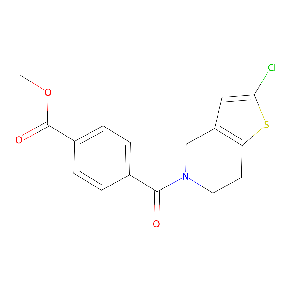 Methyl 4-(2-chloro-4,5,6,7-tetrahydrothieno[3,2-c]pyridine-5-carbonyl)benzoate molecular structure, CAS 2034553-51-8
