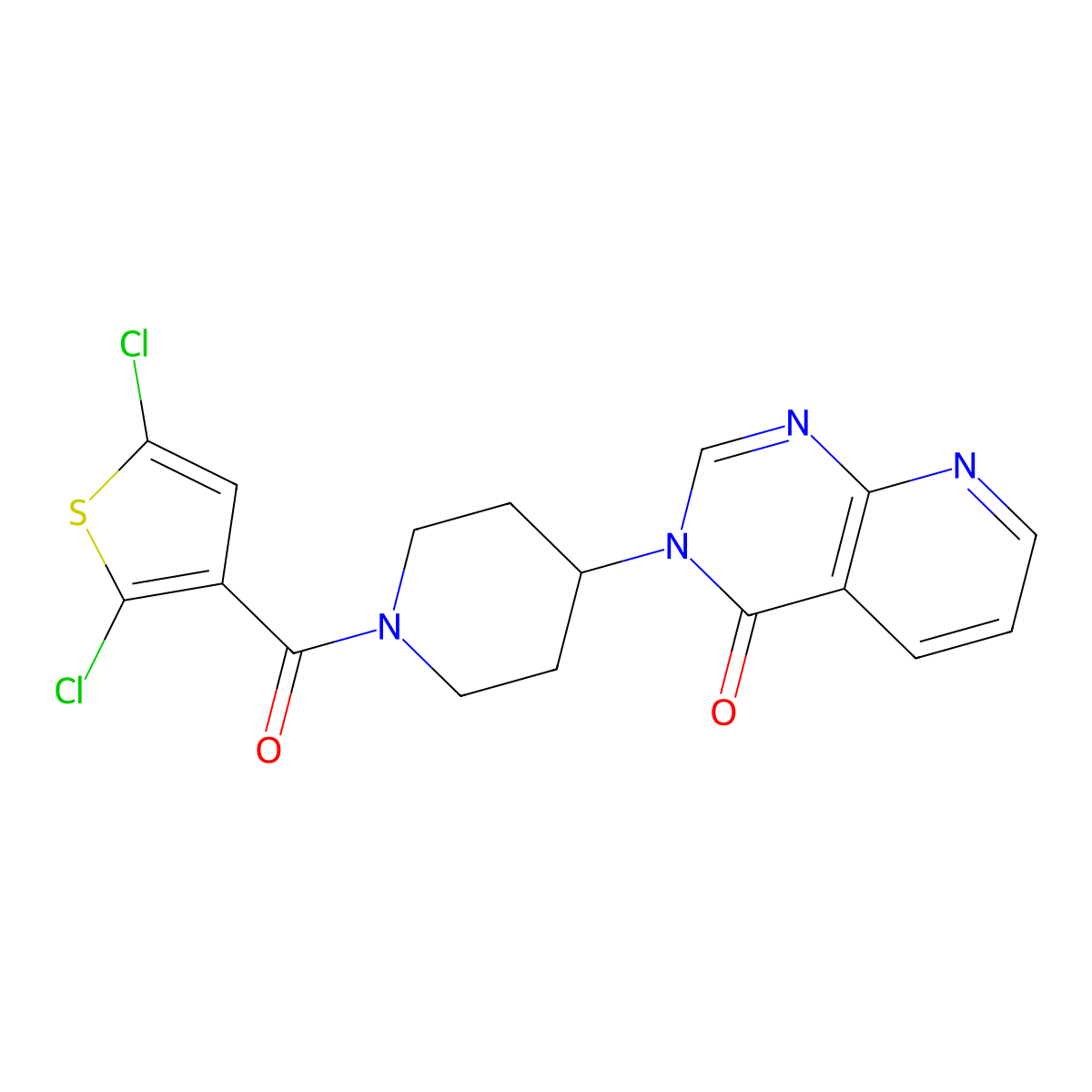 3-(1-(2,5-dichlorothiophene-3-carbonyl)piperidin-4-yl)pyrido[2,3-d]pyrimidin-4(3H)-one molecular structure, CAS 2034553-52-9