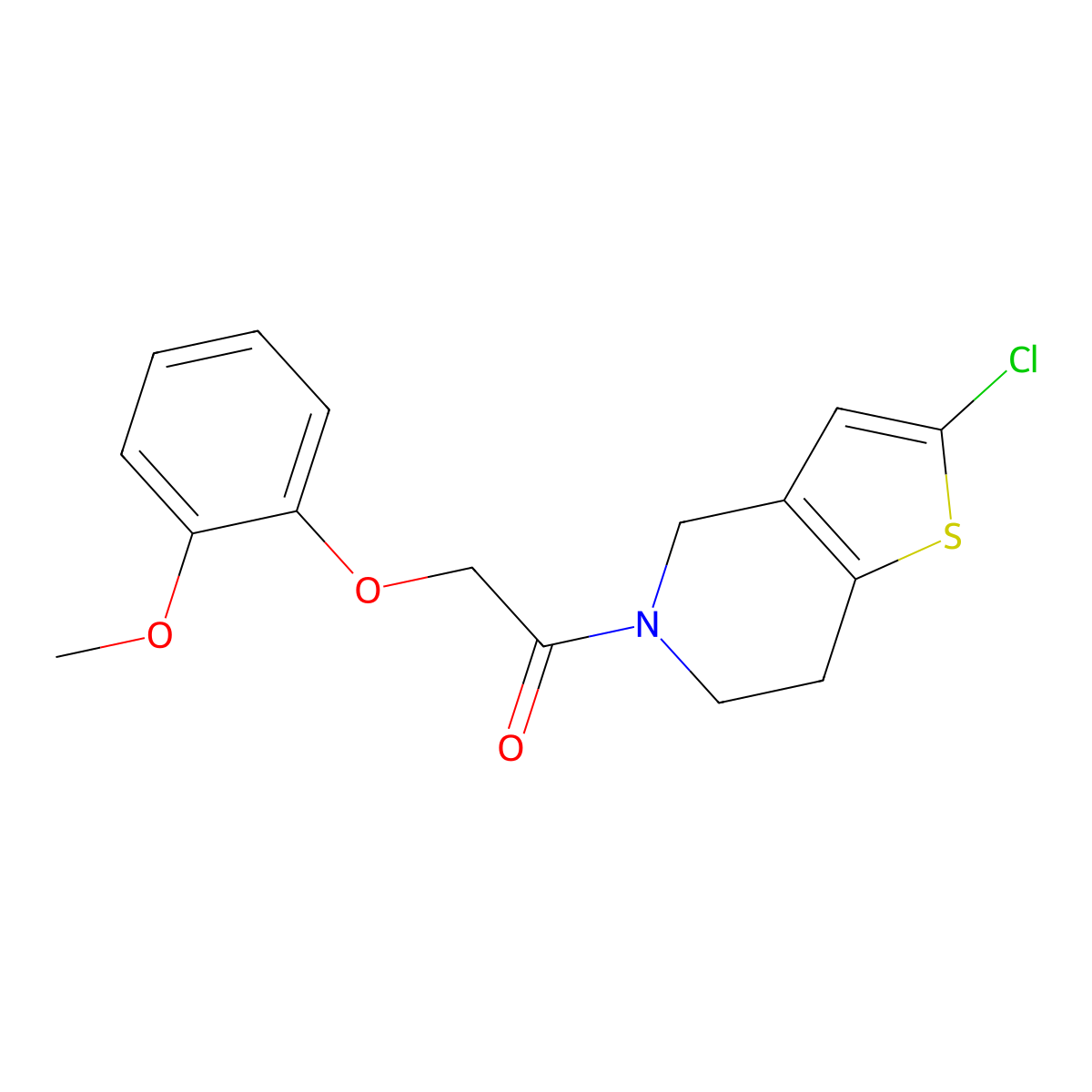 1-(2-chloro-6,7-dihydrothieno[3,2-c]pyridin-5(4H)-yl)-2-(2-methoxyphenoxy)ethanone molecular structure, CAS 2034553-54-1